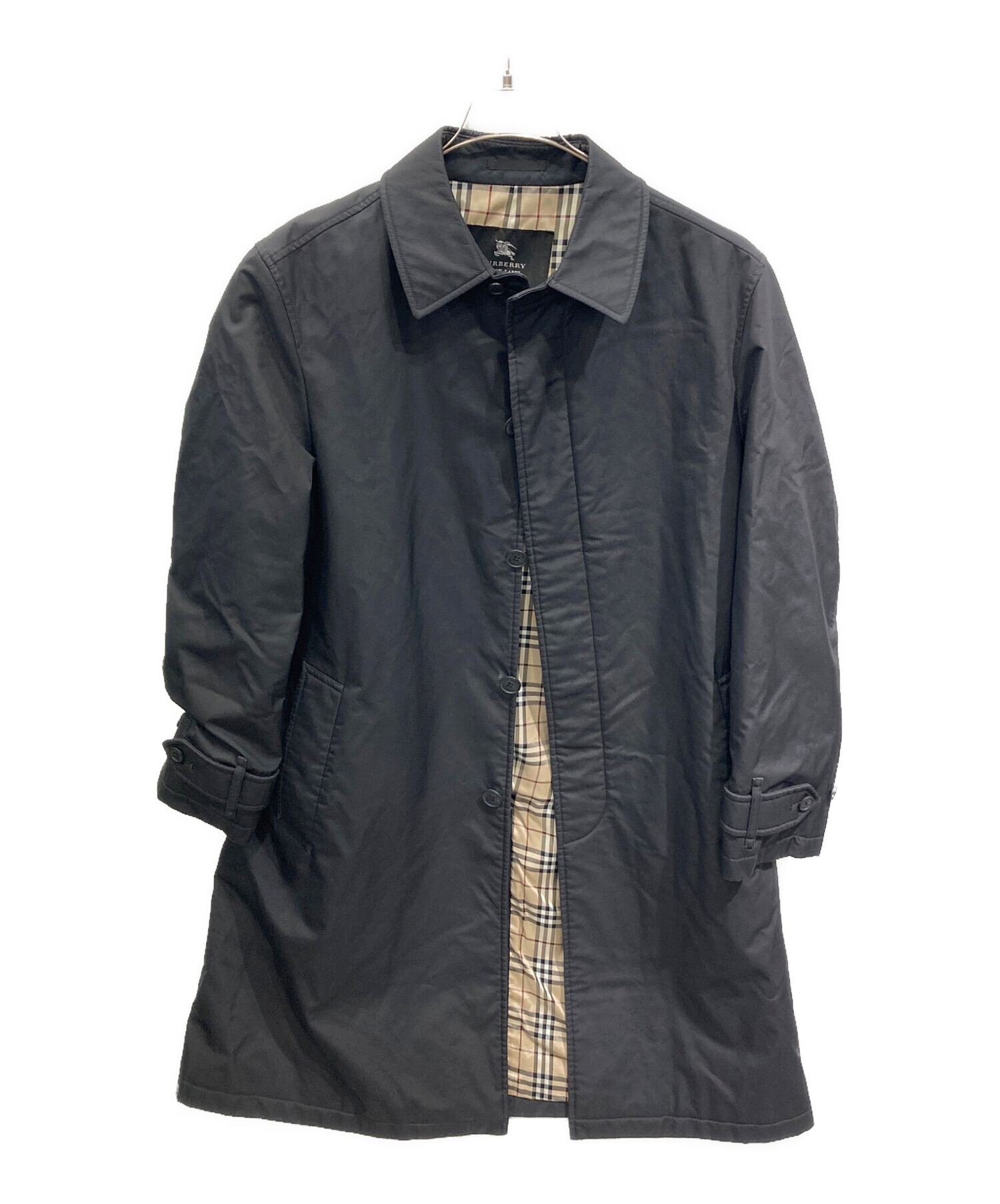 中古・古着通販】BURBERRY BLACK LABEL (バーバリーブラックレーベル) ステンカラーコート ブラック  サイズ:XL｜ブランド・古着通販 トレファク公式【TREFAC FASHION】スマホサイト