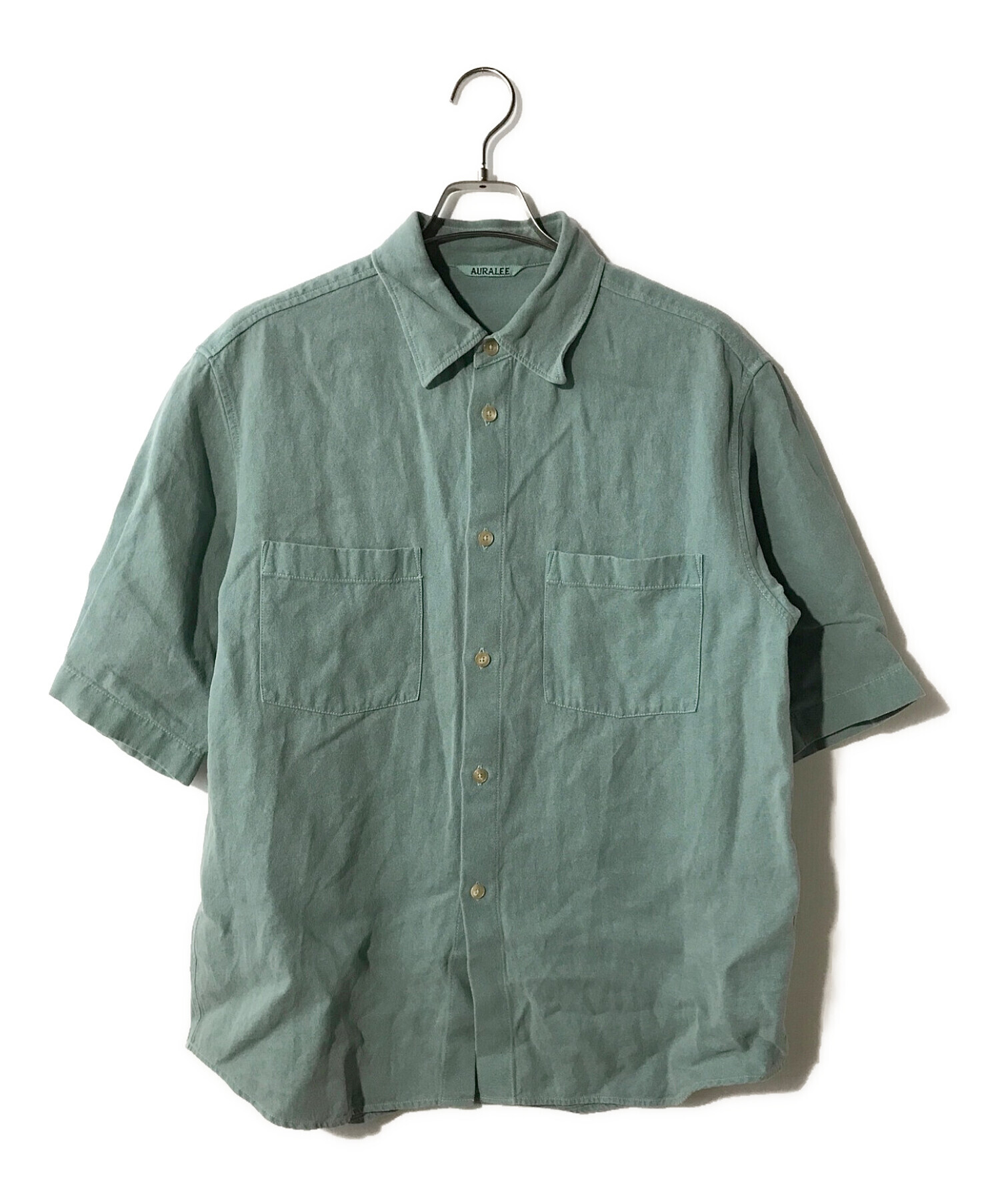 AURALEE (オーラリー) WASHI DUCK CANVAS HALF SLEEVED SHIRTS ミント サイズ:3