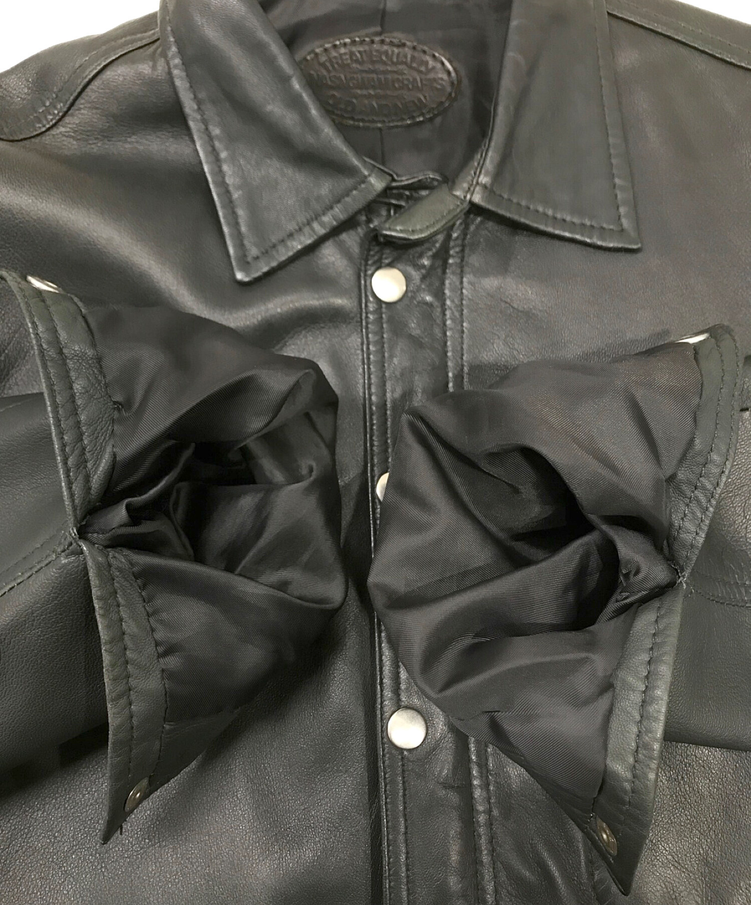 Nasngwam (ナスングワム) FLIP ZIP LEATHER JACKET チャコールグレー サイズ:S