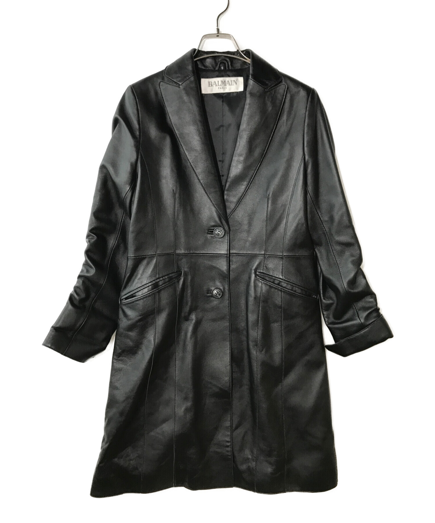 ロングコート ラムレザー XL 大きいサイズ 羊革 ブラック 黒 - アウター