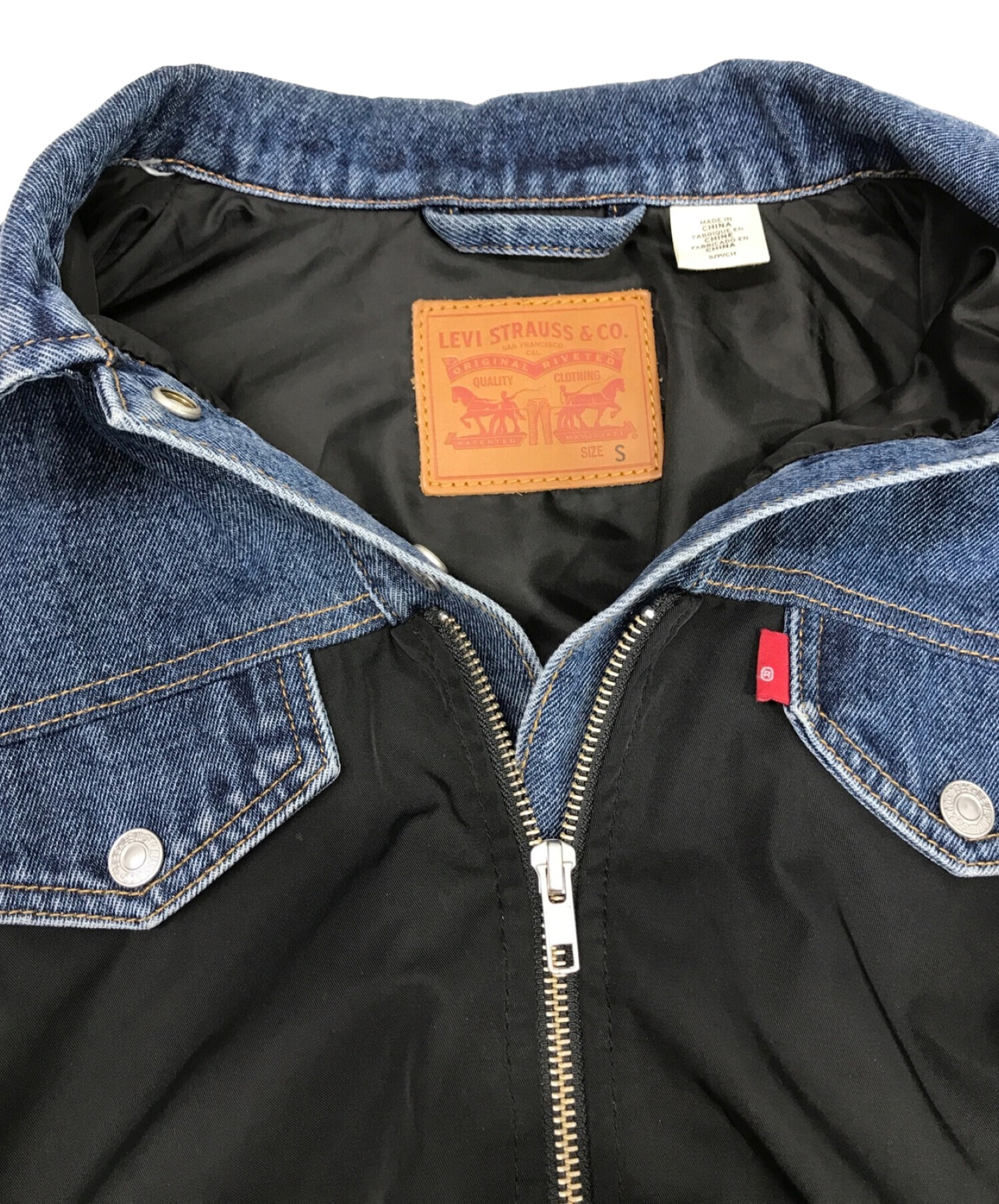 LEVI'S (リーバイス) デニムドッキングMA-1ジャケット ブラック サイズ:S