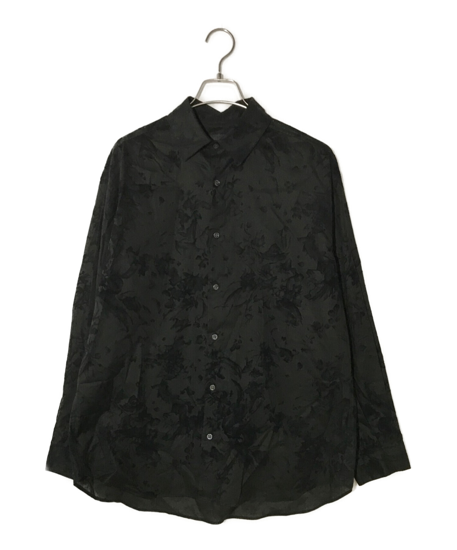 中古・古着通販】juha (ユハ) FLOWER FLOCKY LS SHIRT -BLACK