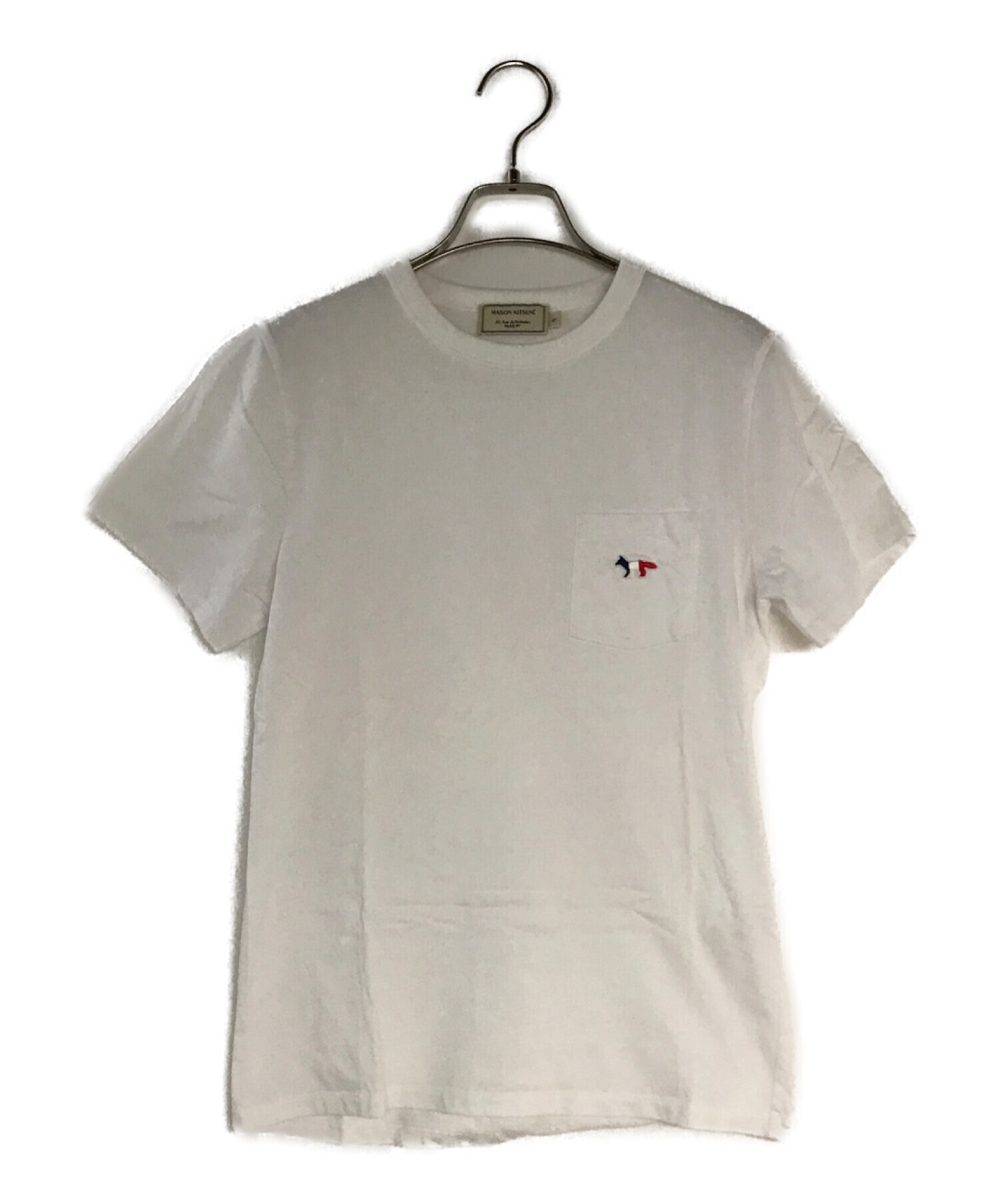 MAISON KITSUNE (メゾンキツネ) トリコロールフォックス パッチ クラシック ポケット Tシャツ ホワイト サイズ:S