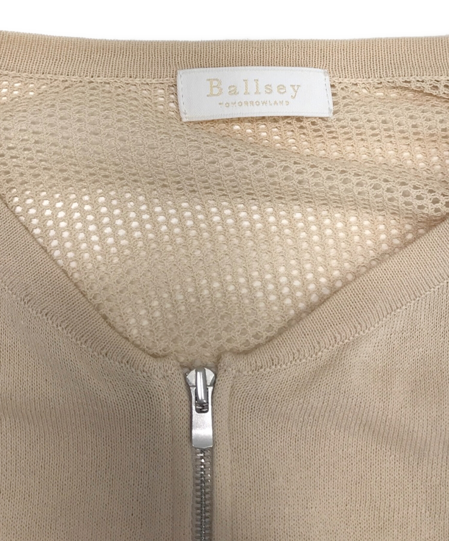 BALLSEY (ボールジィ) コットンポリエステルメッシュ ジップアップニットブルゾン ベージュ サイズ:S