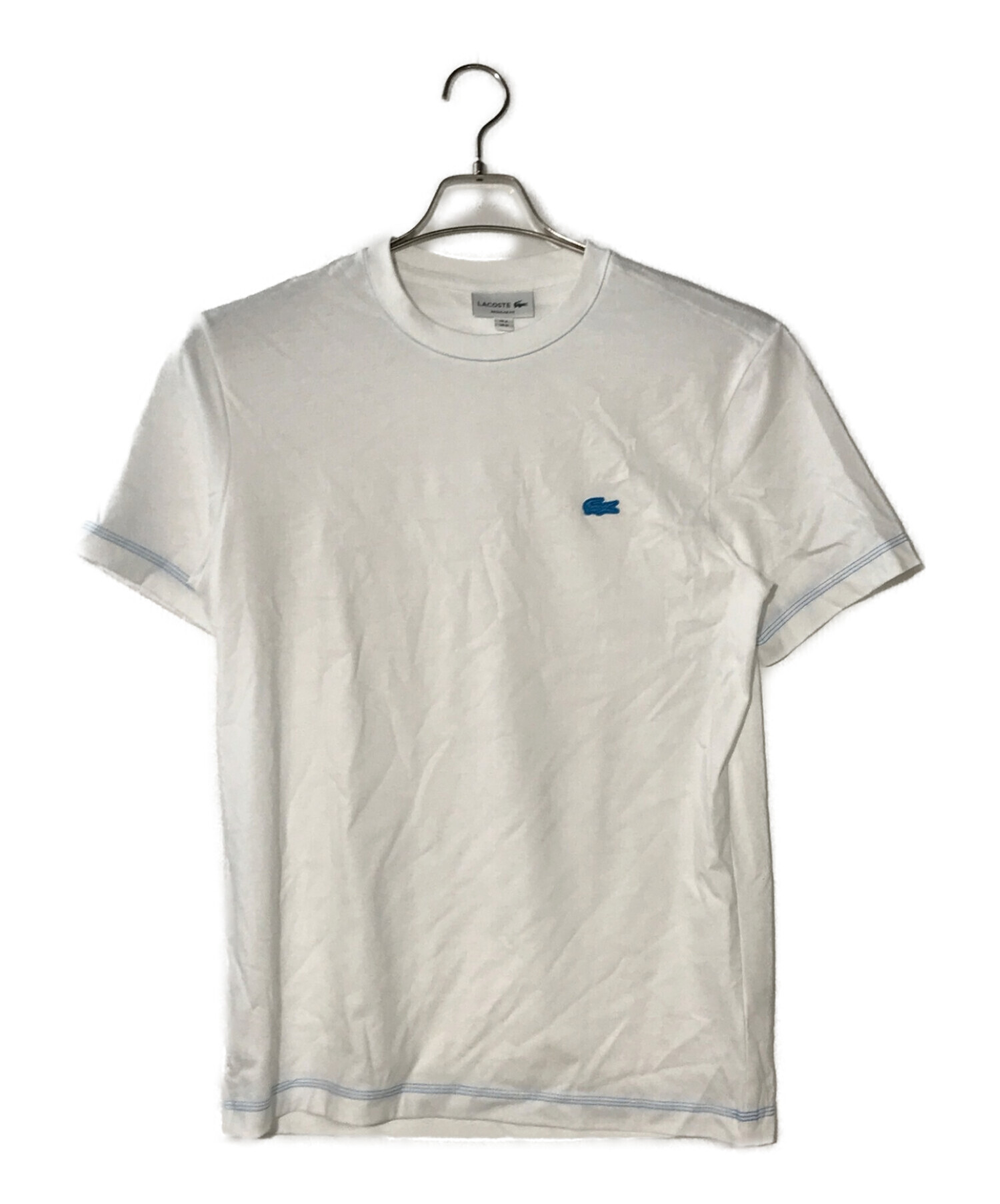 LACOSTE (ラコステ) ネオンカラーステッチワンポイントロゴTシャツ ホワイト サイズ:M