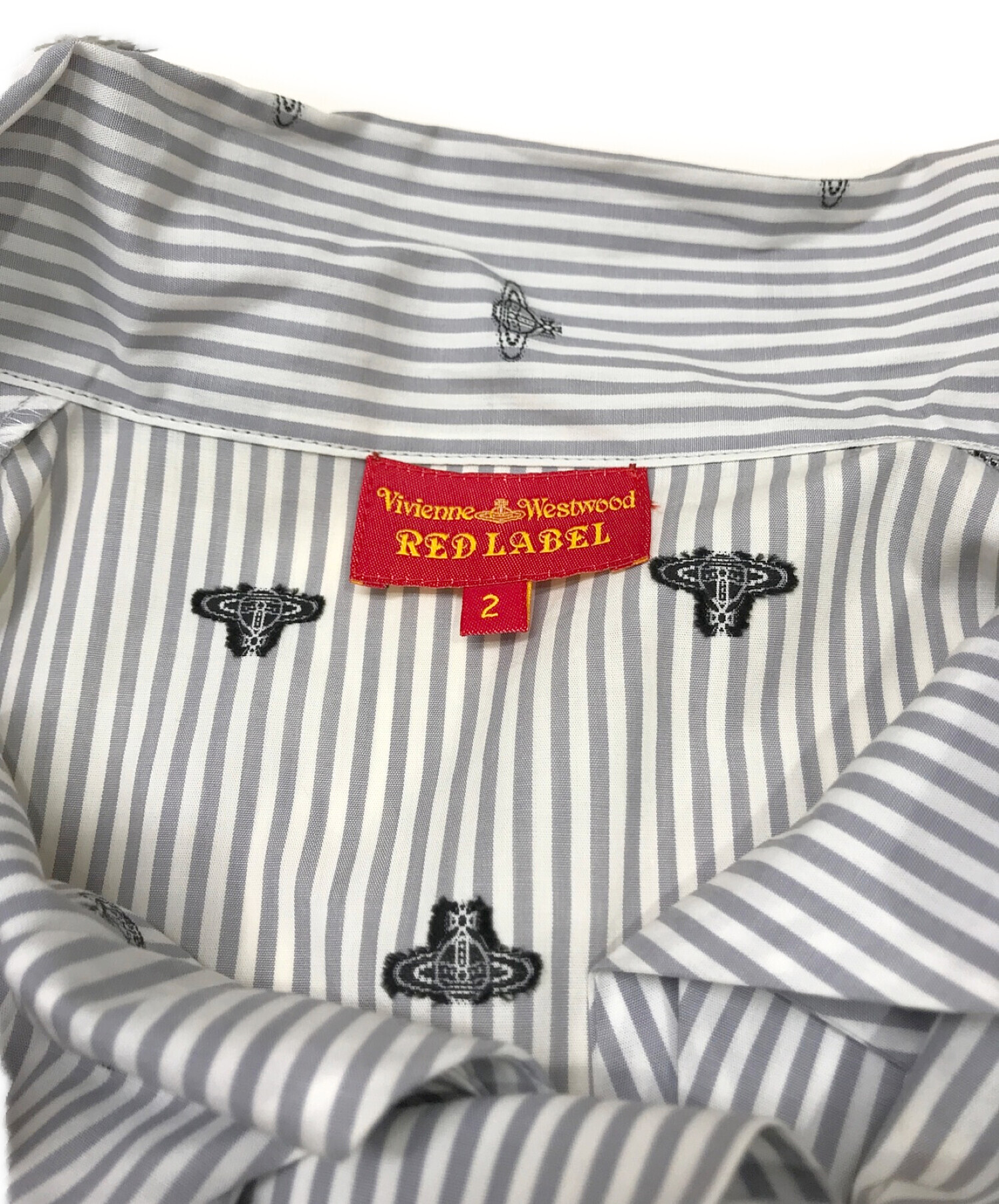 Vivienne Westwood RED LABEL (ヴィヴィアンウエストウッドレッドレーベル) オーブ総柄刺繍デザインシャツ グレー サイズ:2