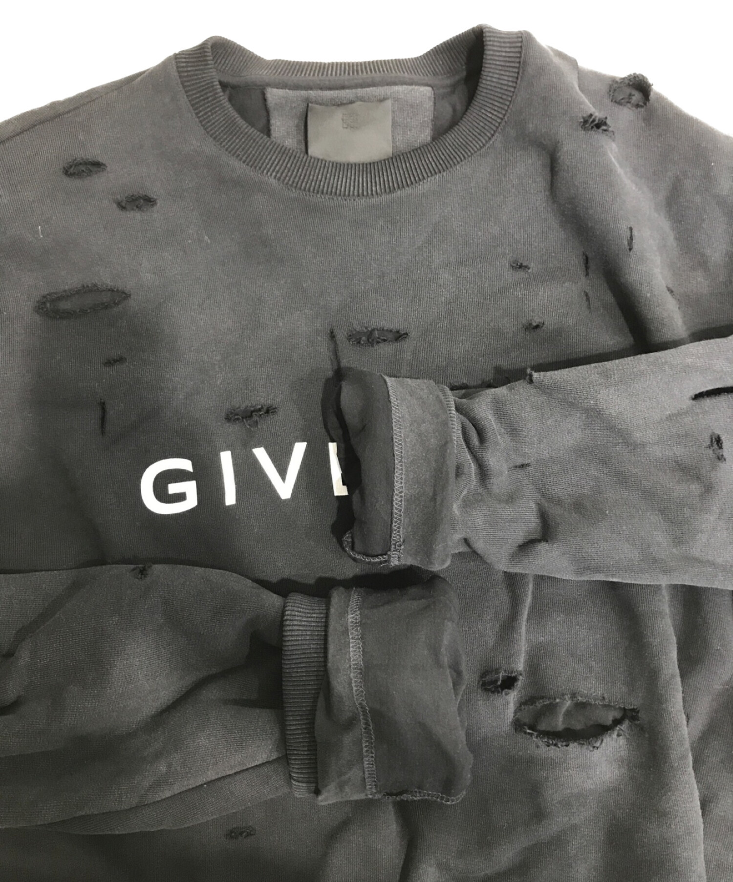 GIVENCHY (ジバンシィ) ダメージ スウェットシャツ ブラック サイズ:M