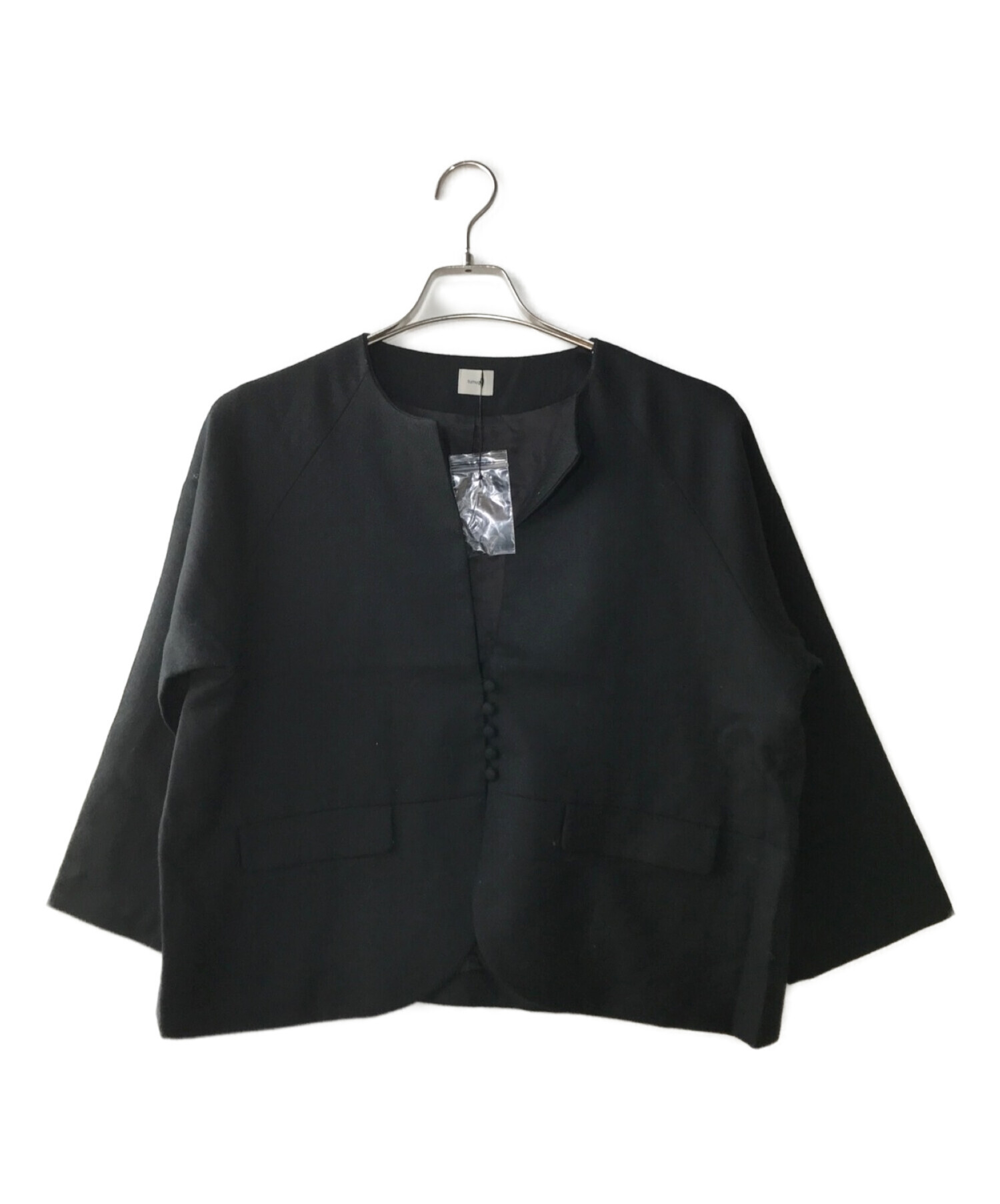 tumugu (ツムグ) ノーカラージャケット ブラック サイズ:Ｆ