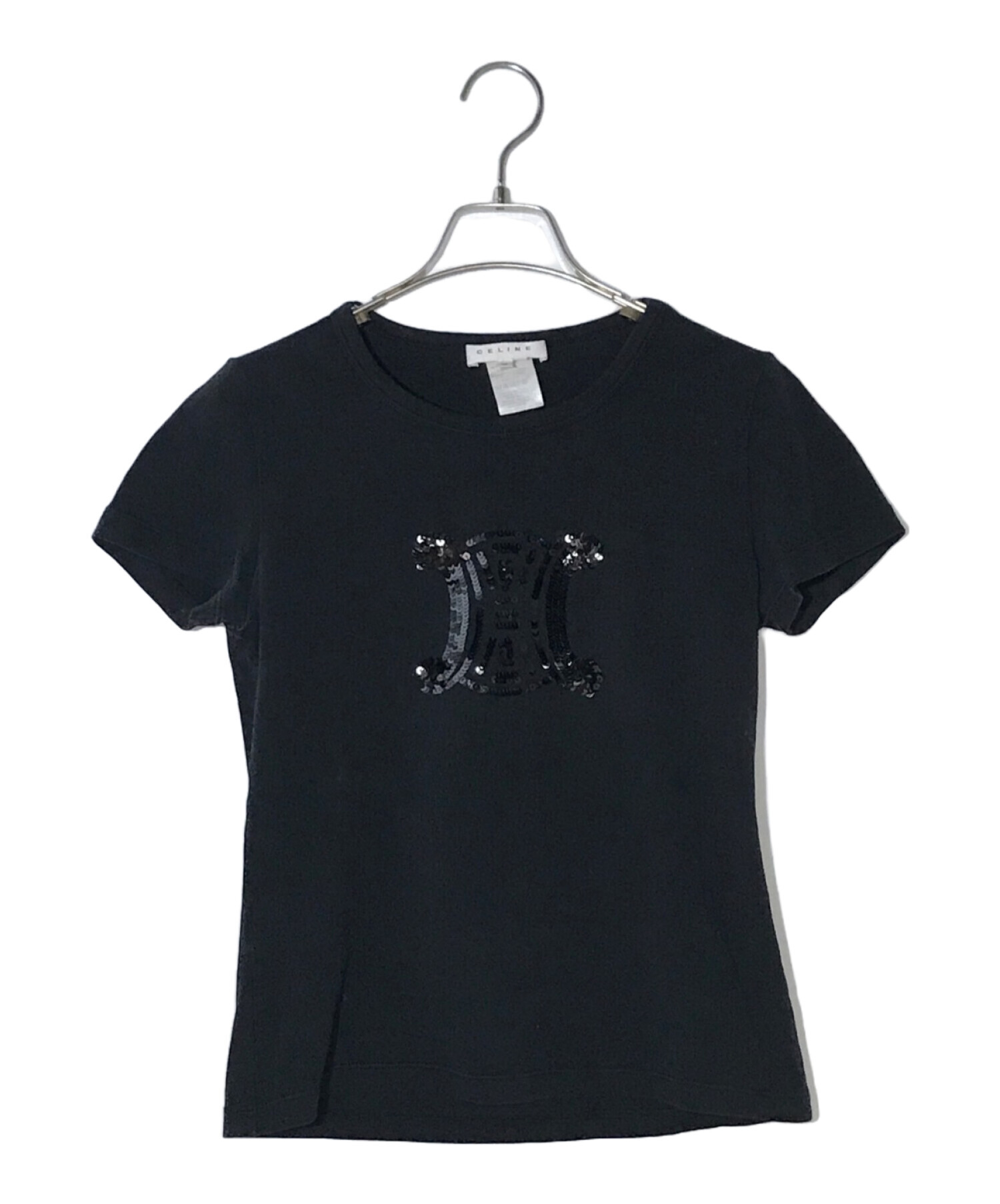 中古・古着通販】CELINE (セリーヌ) スパンコールロゴTシャツ ブラック ...