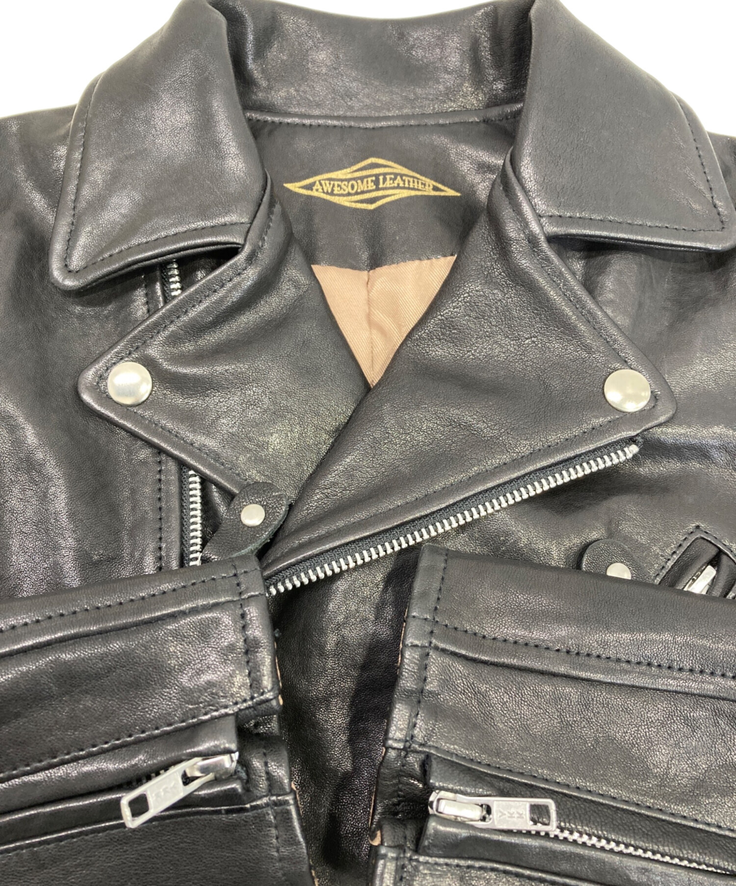 awsome leather (オーサムレザー) ダブルライダースジャケット ブラック 未使用品