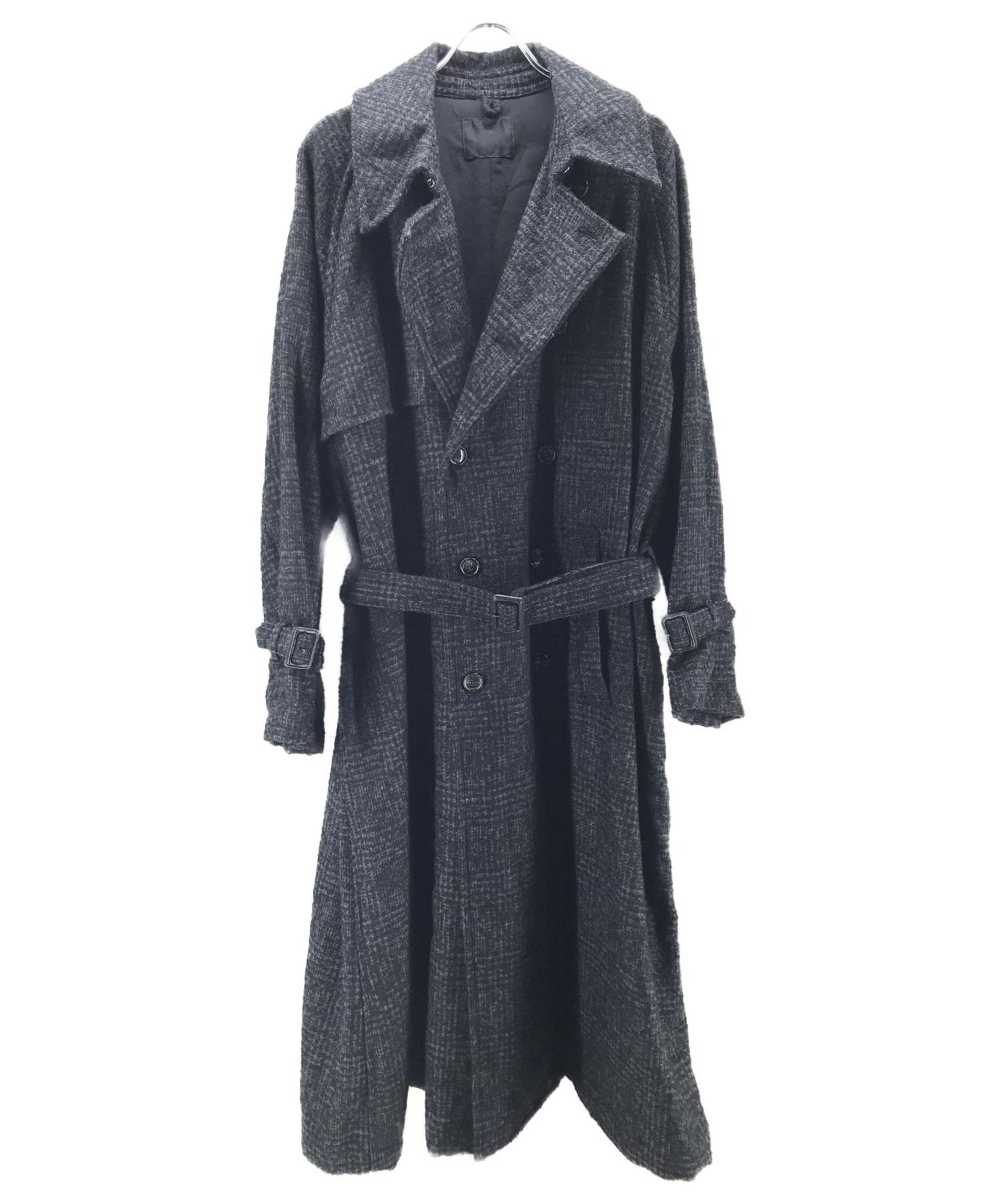 bukht (ブフト) ツイードトレンチコート ブラック サイズ:3（Ｌ） 19AW THE TRENCH - WOOL RING YARN TWEED