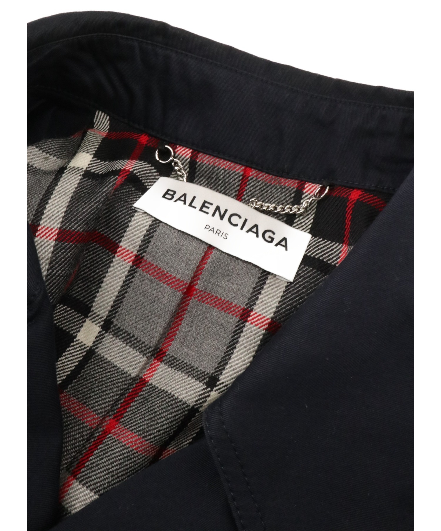 BALENCIAGA (バレンシアガ) アシンメトリープルドトレンチコート ネイビー サイズ:34 ユニセックス着用可