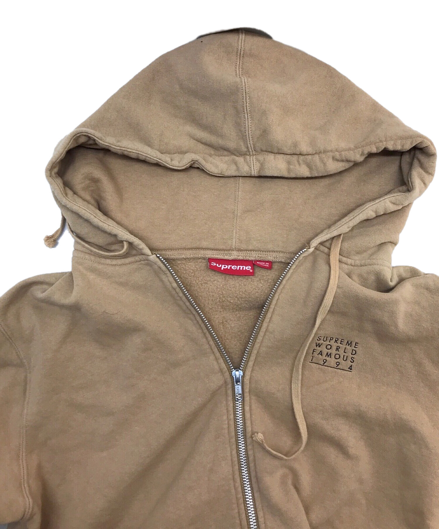 SUPREME (シュプリーム) World Famous Zip Up Hooded ベージュ サイズ:Medium