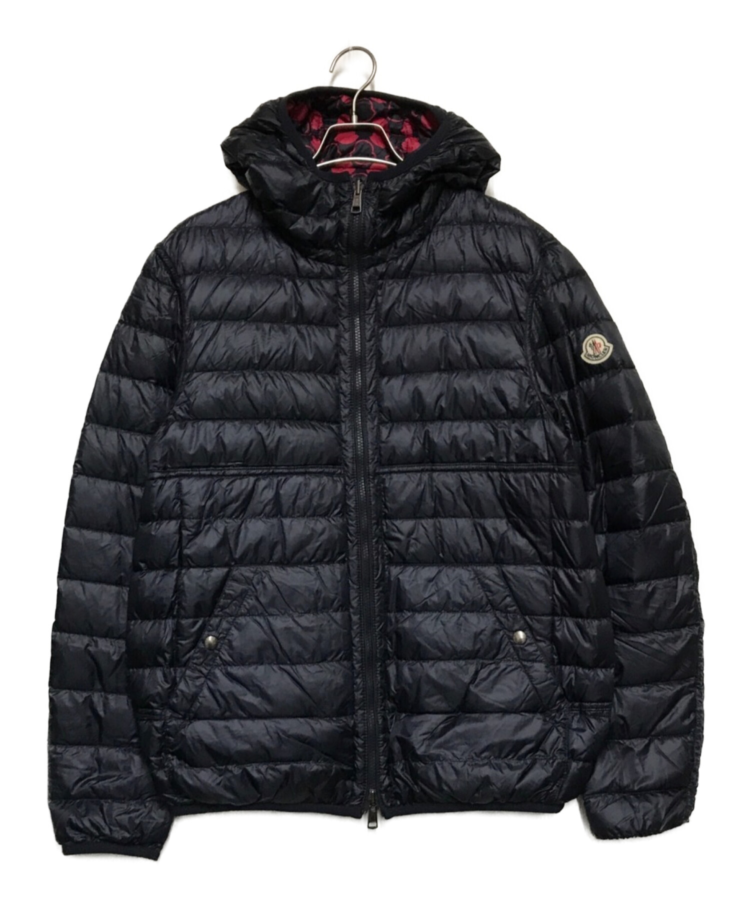 MONCLER (モンクレール) OISE リバーシブルダウンジャケット ネイビー×レッド サイズ:4