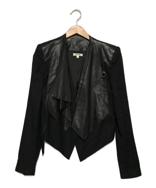 中古・古着通販】HELMUT LANG (ヘルムートラング) レザー切替ドレープジャケット ブラック｜ブランド・古着通販 トレファク公式【TREFAC  FASHION】スマホサイト