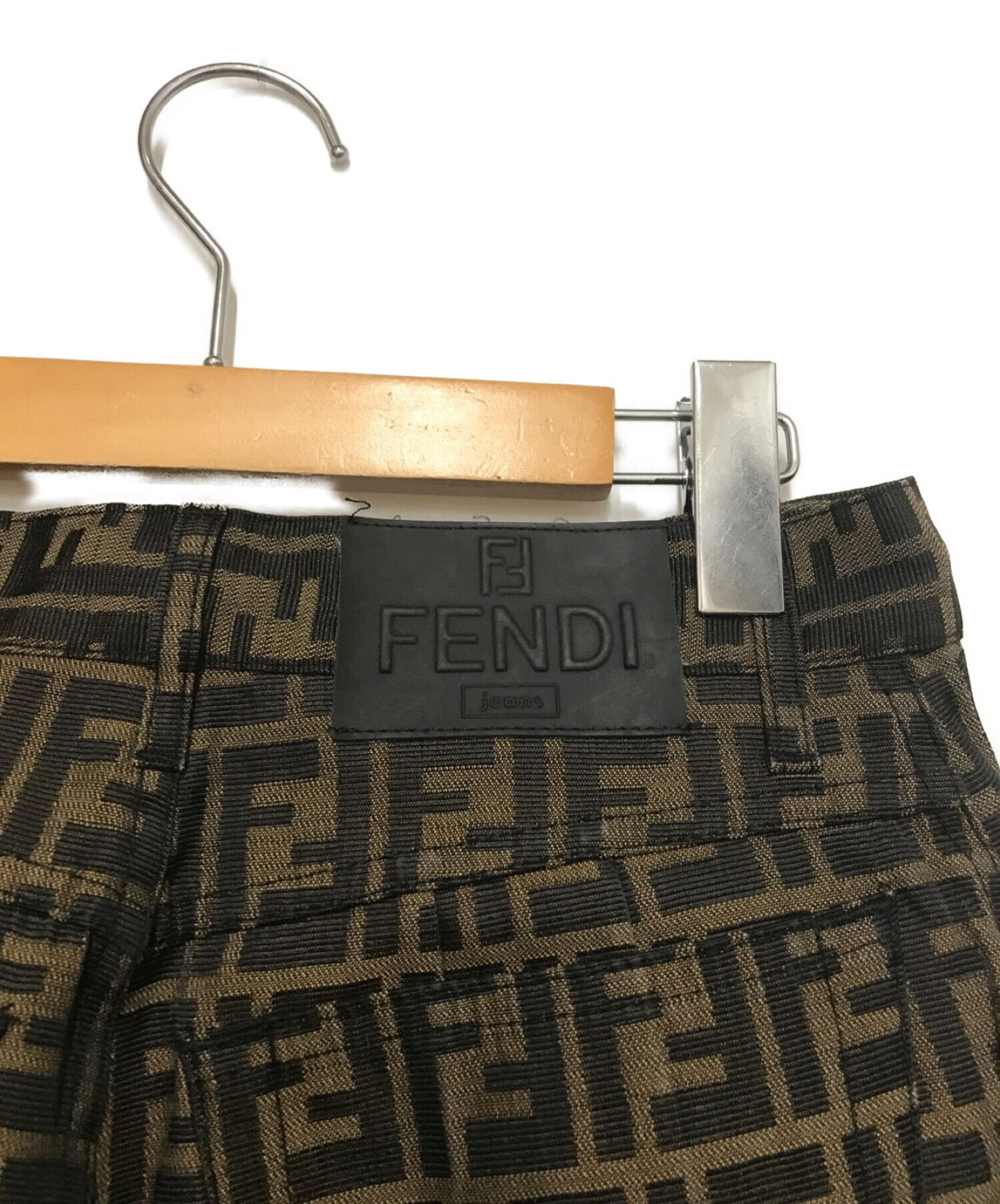 FENDI (フェンディ) ハイウエストズッカ柄パンツ ブラウン サイズ:30