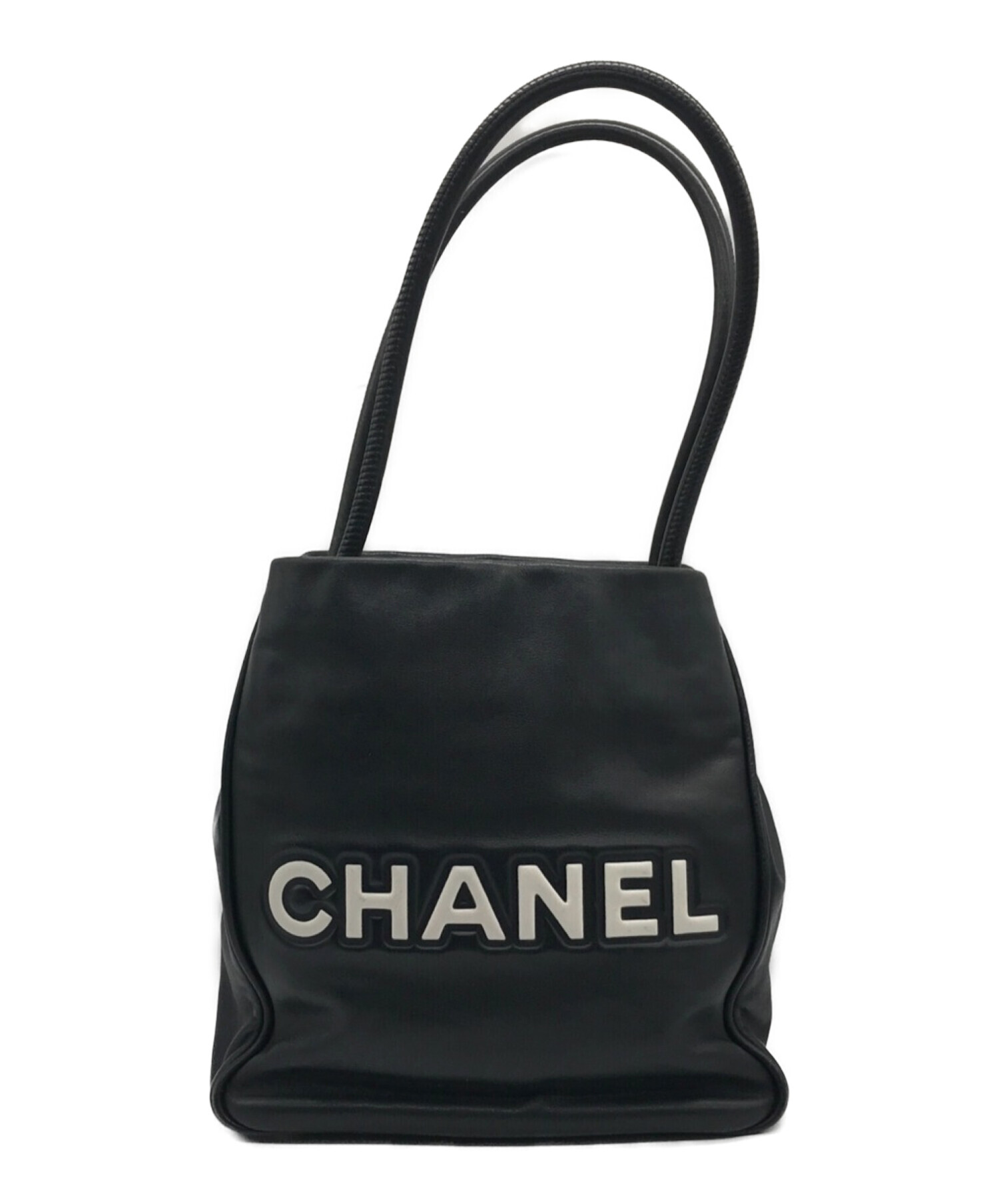 CHANEL (シャネル) ラムスキン カメリアトートバッグ ブラック