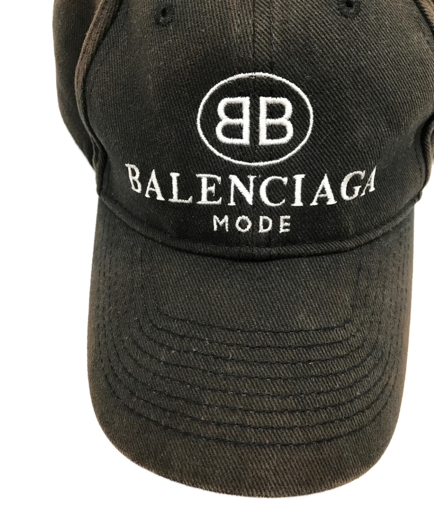BALENCIAGA (バレンシアガ) ヴィンテージ加工BBロゴキャップ ブラック