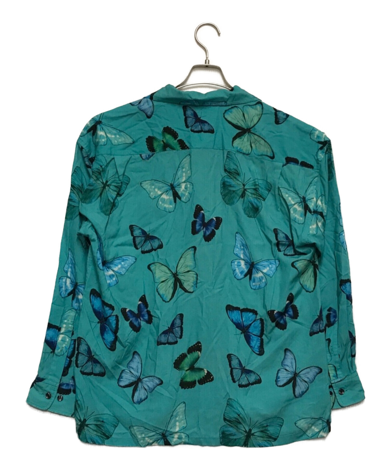 MSML (エムエスエムエル) BUTTERFLY OPEN COLLAR LONG SLEEVE SHIRT ブルー サイズ:M