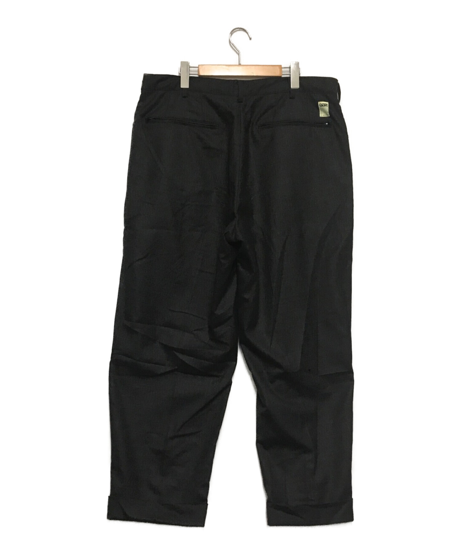 SSZ (エスエスズィー) RAPWOOL PANTS / ワイドタックチェックパンツ ブラック サイズ:XL