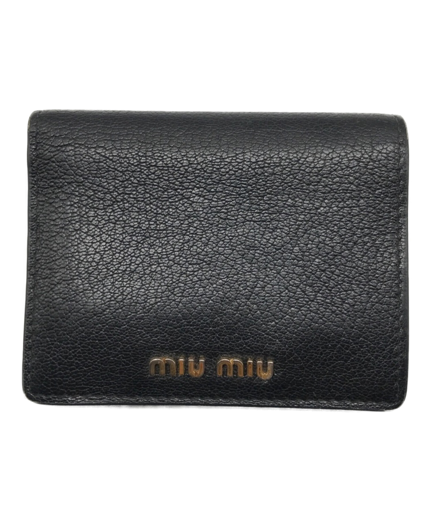 中古・古着通販】MIU MIU (ミュウミュウ) 2つ折り財布 ブラック