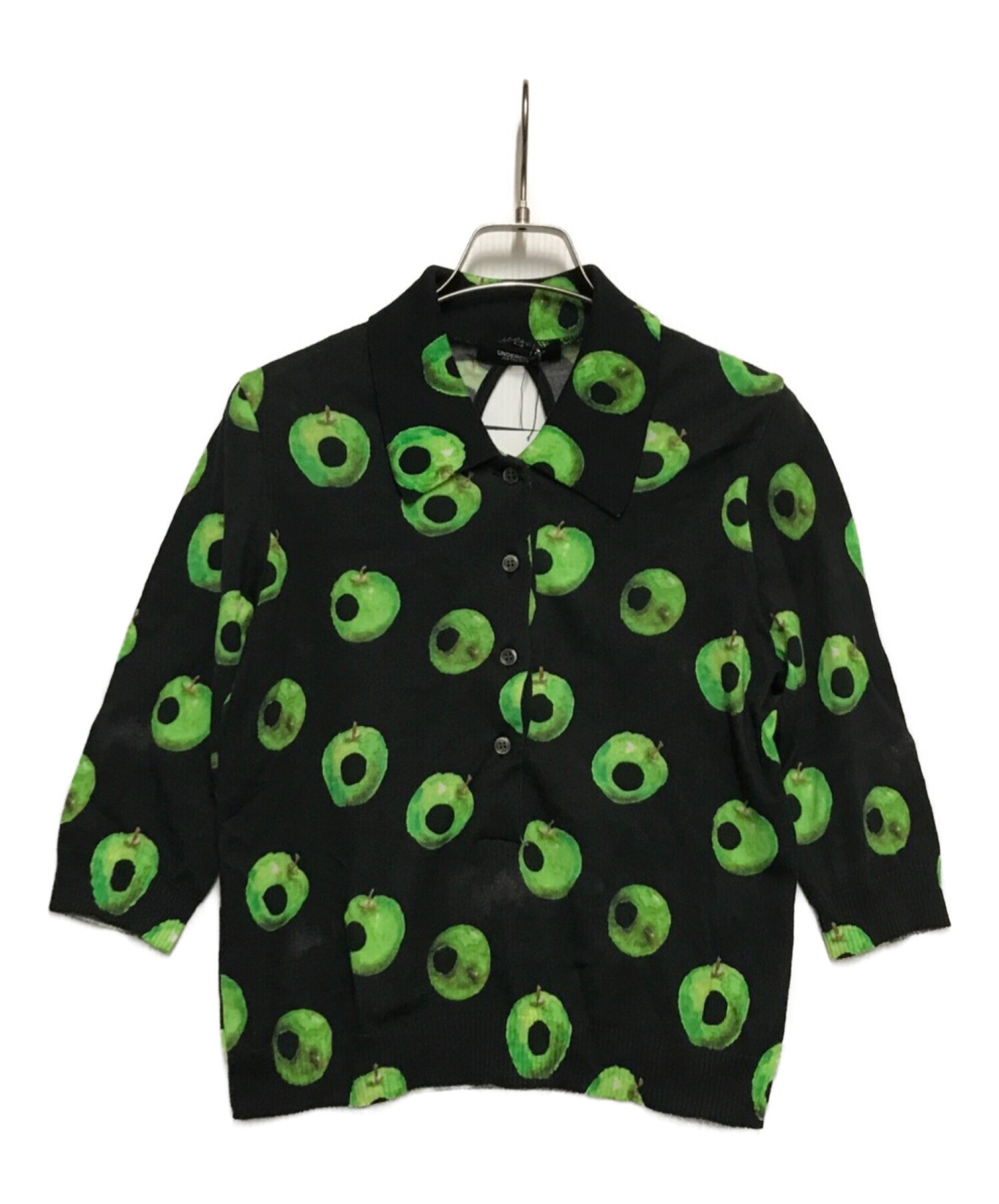 UNDERCOVER (アンダーカバー) アップルニットポロシャツ ブラック×グリーン サイズ:1