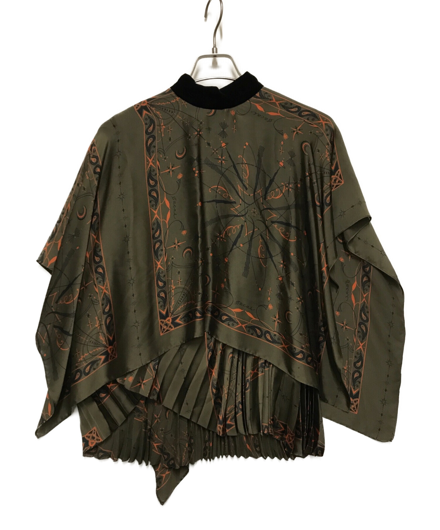 sacai×Dr Woo (サカイ×ドクターウー) Bandana Print Pleats Cape Top カーキ サイズ:1