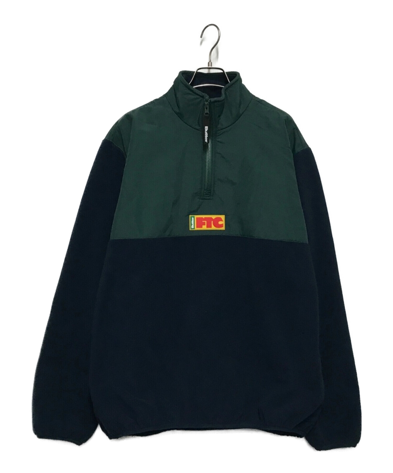 FTC×BUTTERGOODS (エフティ―シー×バターグッズ) 1/4 ZIP PULLOVER グリーン×ネイビー サイズ:M