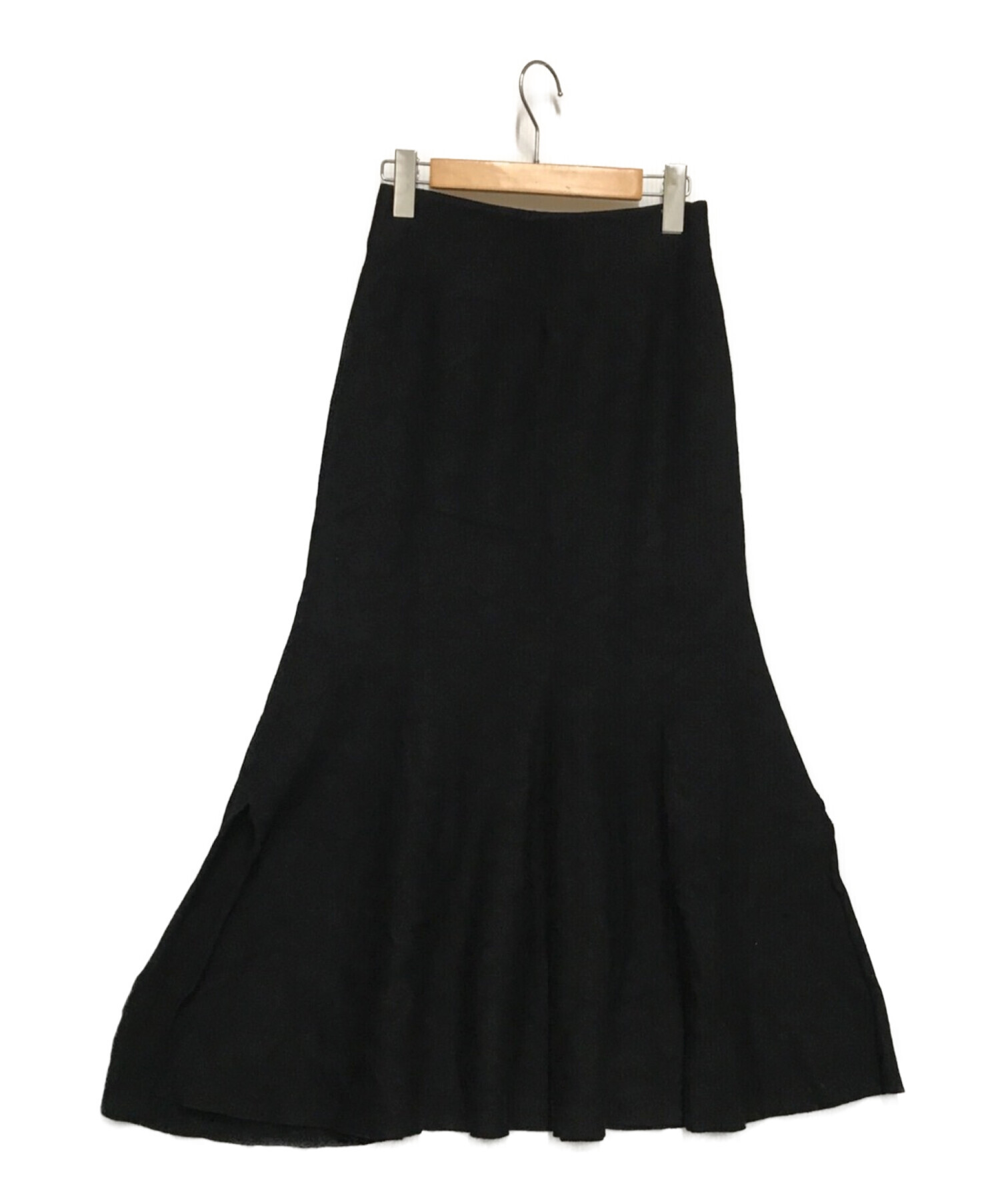 ENFOLD (エンフォルド) ミラノリブロングニットスカート ブラック サイズ:36