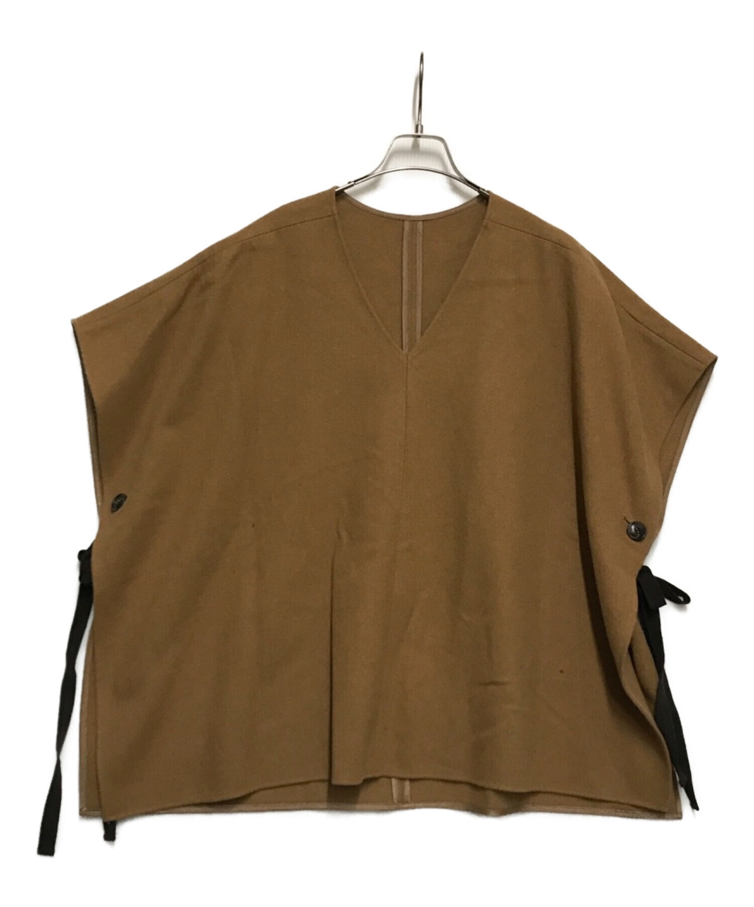 CLANE (クラネ) 2WAY WOOL SIDE RIBBON PONCHO ブラウン サイズ:なし