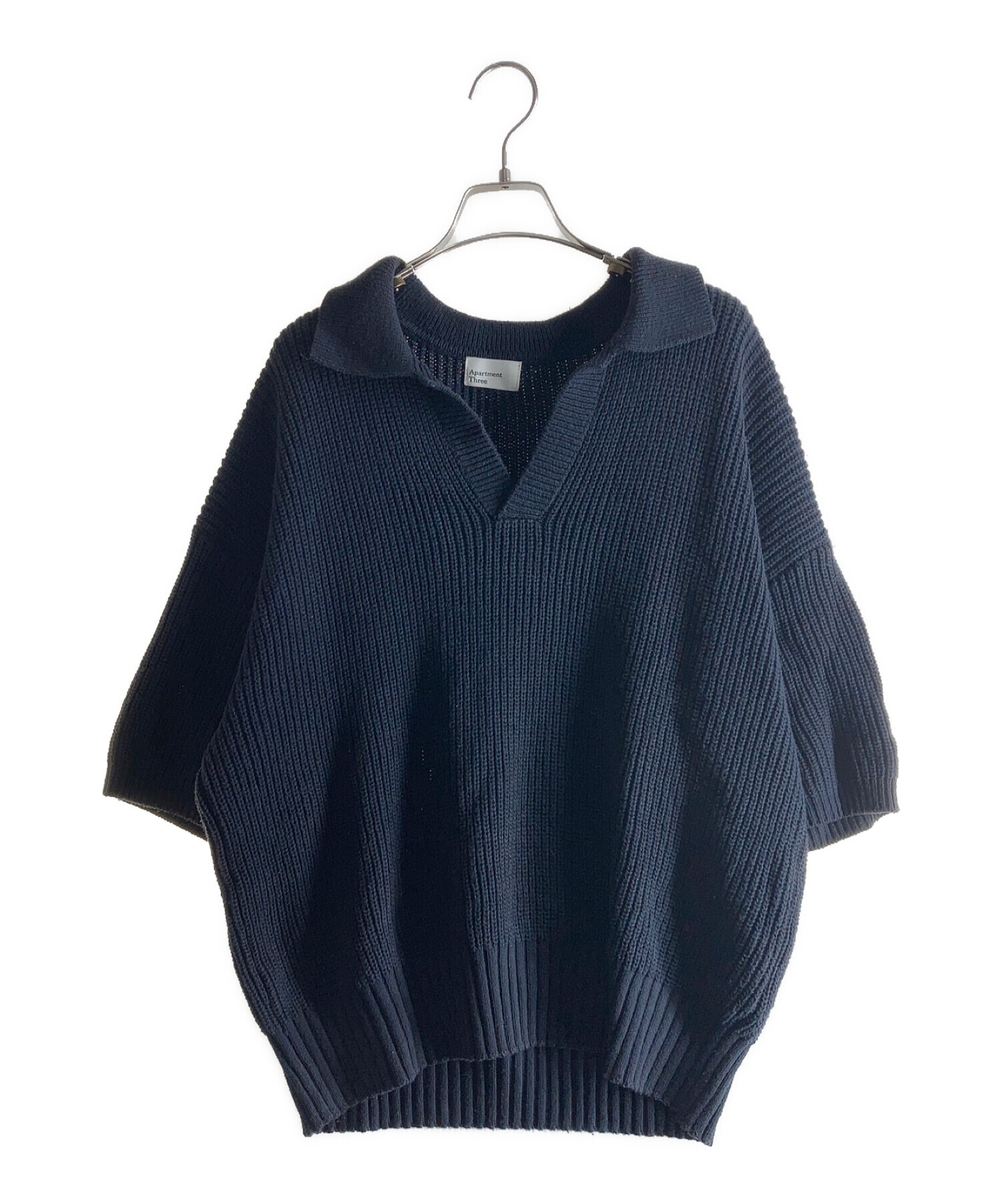 apartment Three (アパートメントスリー) Blend Knitted Polo Shirt ネイビー サイズ:２