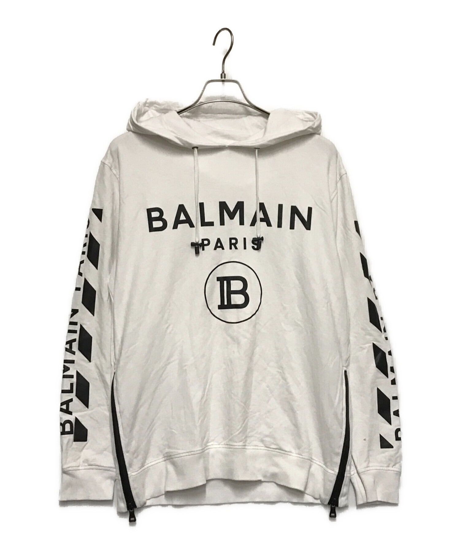 BALMAIN (バルマン) ロゴプリントパーカー ホワイト サイズ:L