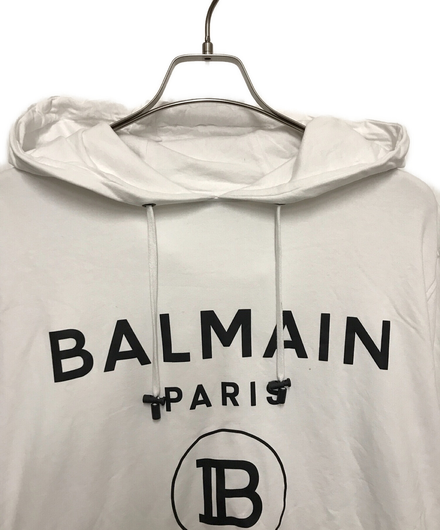 BALMAIN (バルマン) ロゴプリントパーカー ホワイト サイズ:L