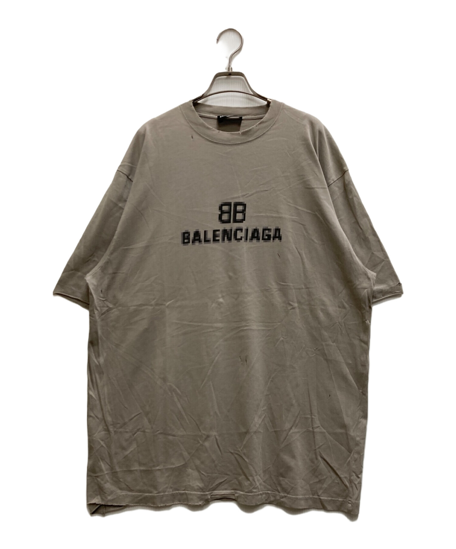 中古・古着通販】BALENCIAGA (バレンシアガ) ダメージ加工ピクセルロゴTシャツ ブラウン サイズ:XXS｜ブランド・古着通販  トレファク公式【TREFAC FASHION】スマホサイト