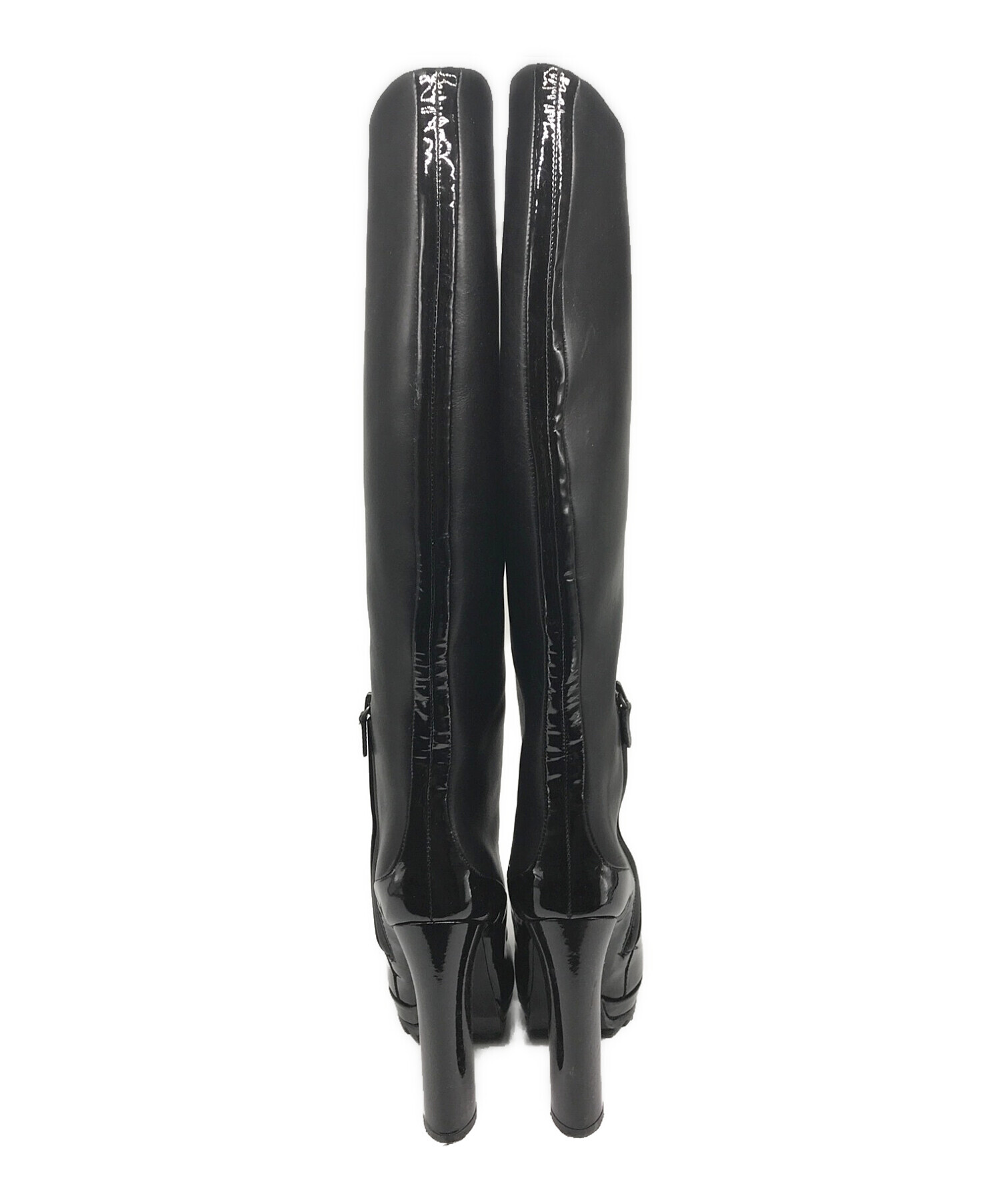 BOTTEGA VENETA (ボッテガベネタ) シャークソールヒールロングブーツ ブラック サイズ:37 1/2