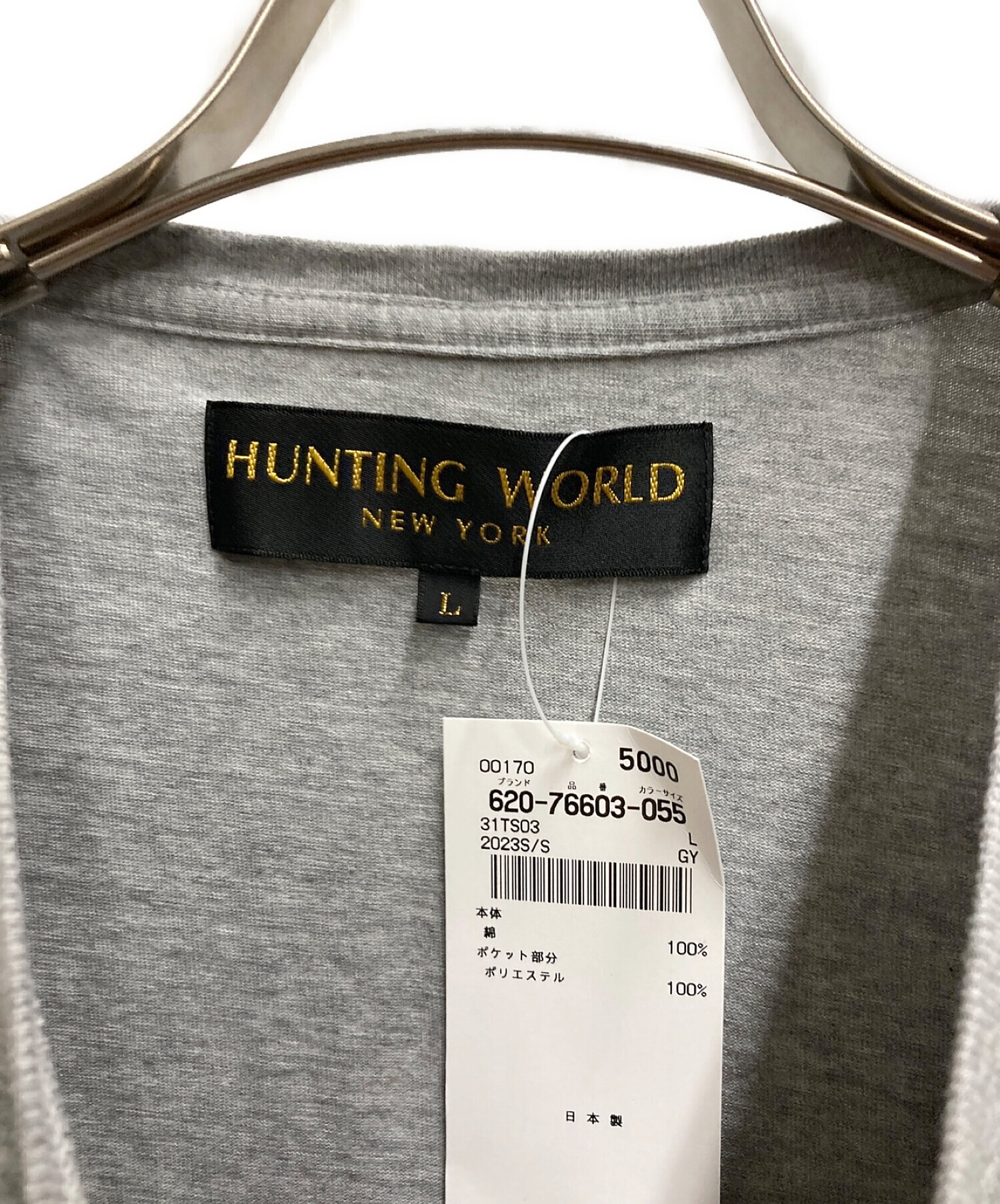 HUNTING WORLD (ハンティングワールド) Tシャツ グレー サイズ:Ⅼ