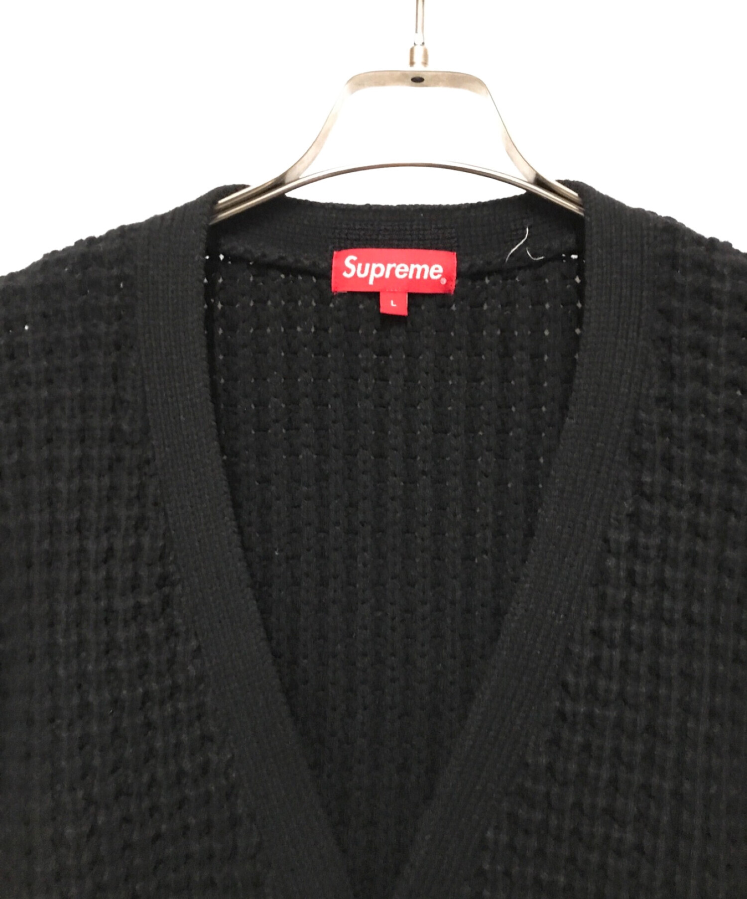 SUPREME (シュプリーム) Waffle Knit Cardigan ブラック サイズ:L