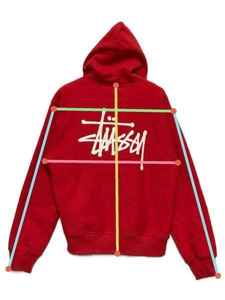 中古・古着通販】stussy (ステューシー) ジップパーカー レッド サイズ