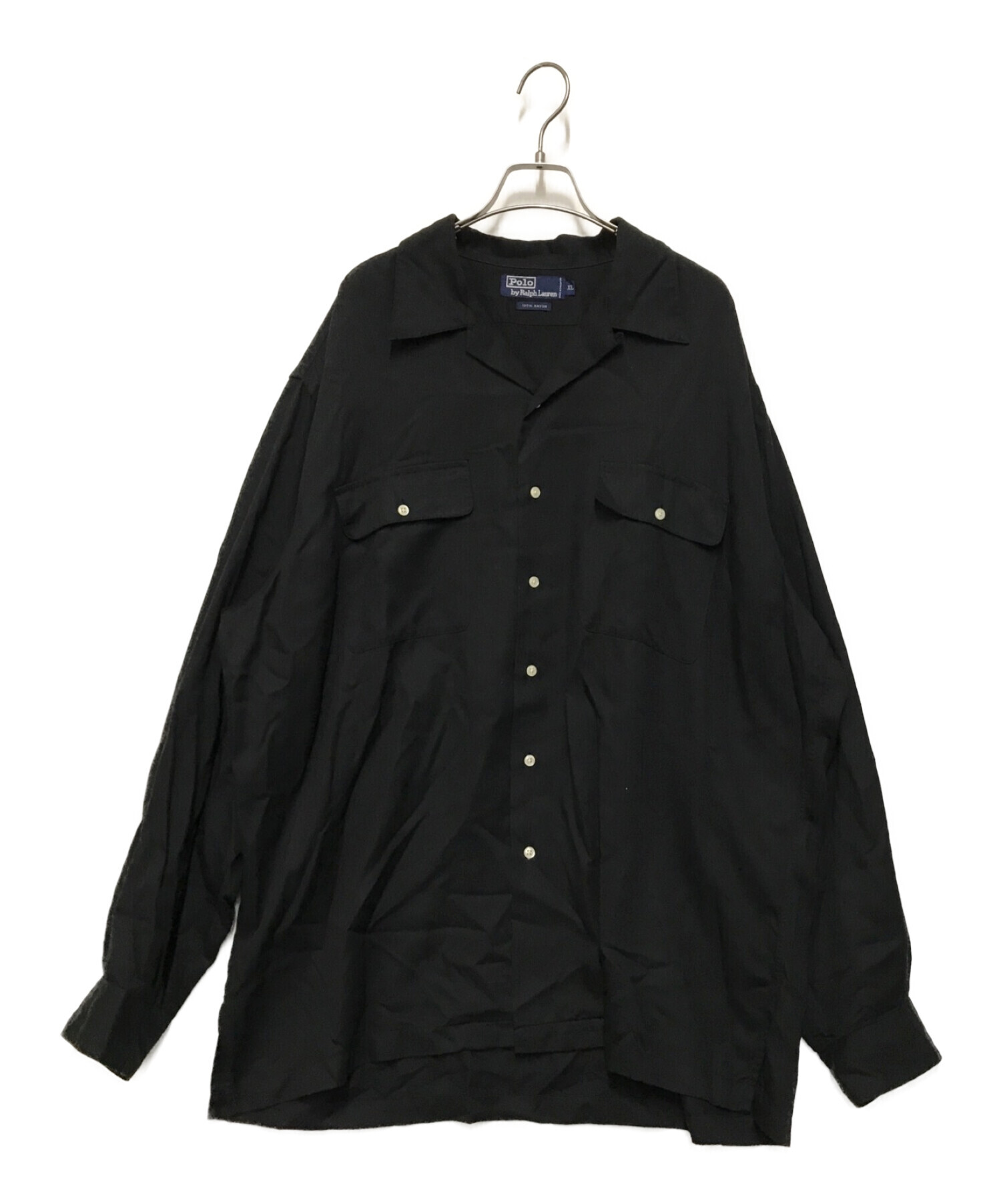 POLO RALPH LAUREN (ポロ・ラルフローレン) レーヨンオープンカラーシャツ ブラック サイズ:XL