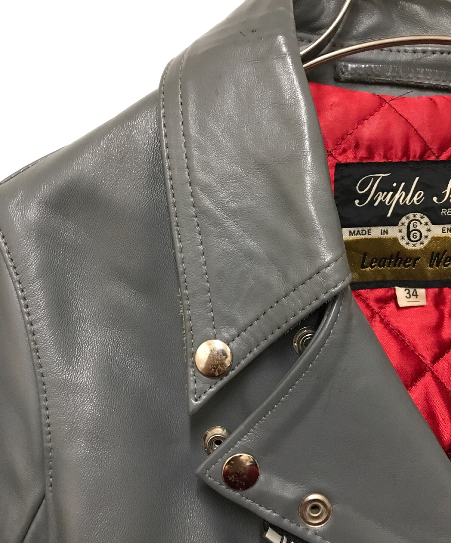 666 leather wear (666レザーウェア) ライダースジャケット グレー サイズ:34