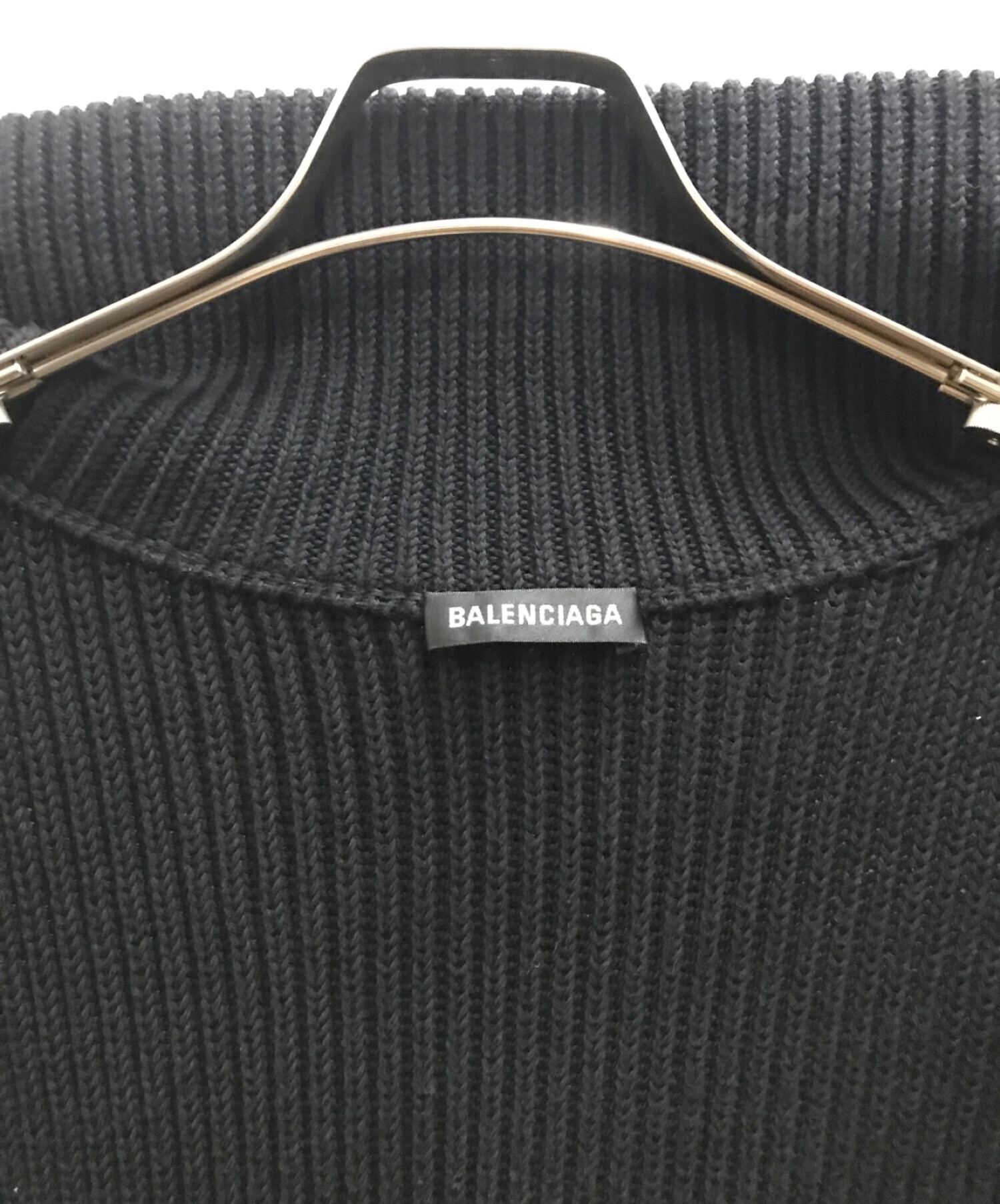 BALENCIAGA (バレンシアガ) ジップアップニットカーディガン ブラック×ブルー サイズ:XS