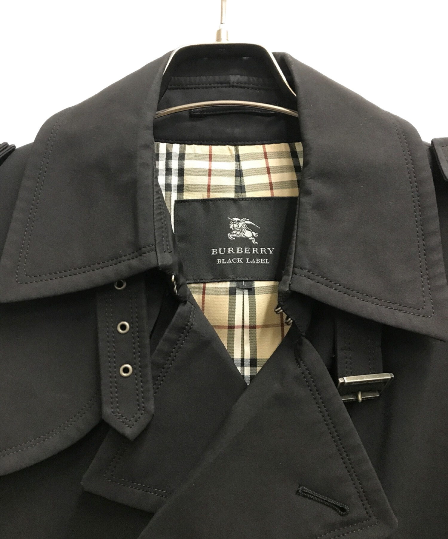 BURBERRY BLACK LABEL (バーバリーブラックレーベル) ショートトレンチコート ブラック サイズ:L