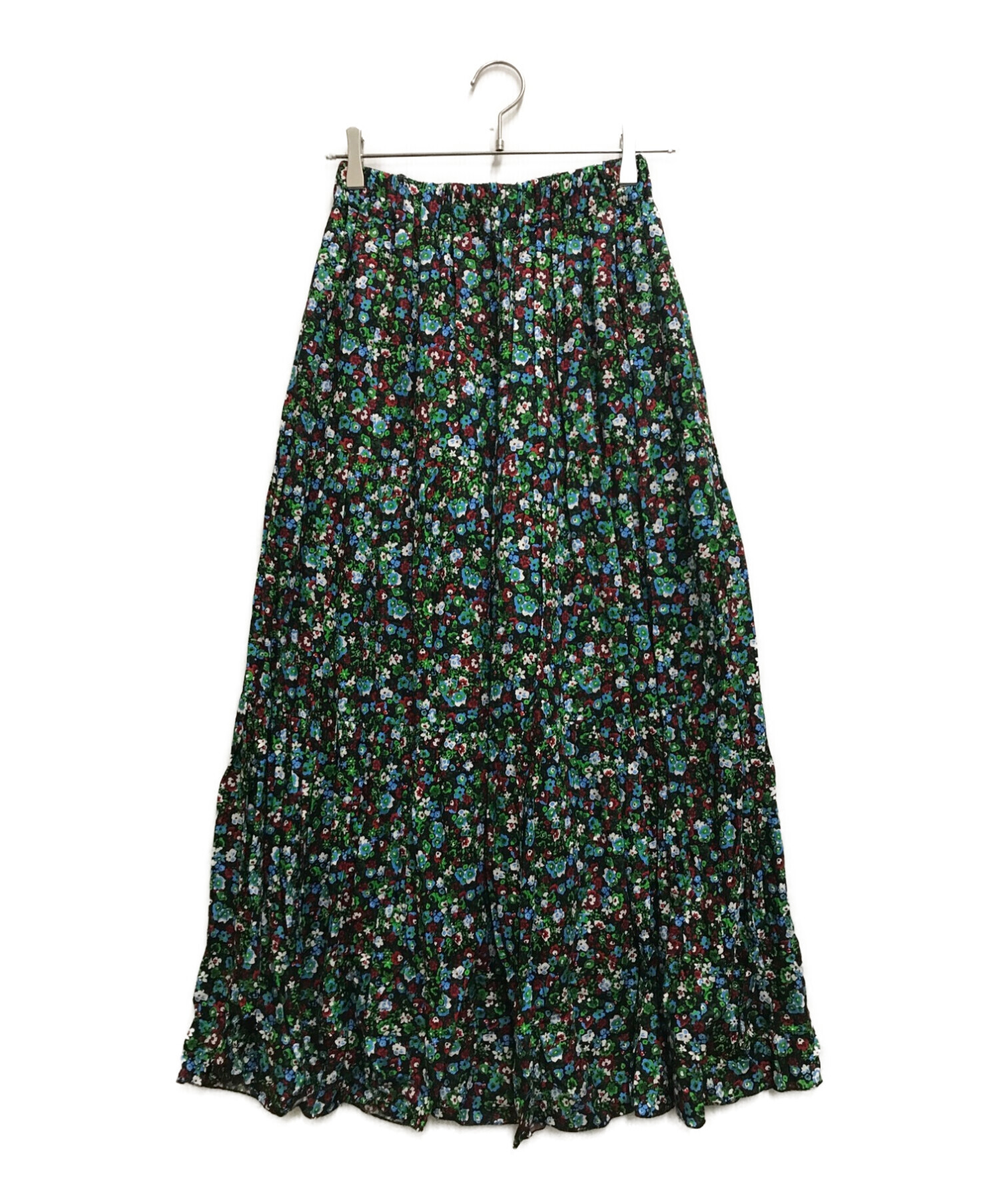 SACRA (サクラ) DAZZLING FLOWERSスカート ブラック×グリーン サイズ:38