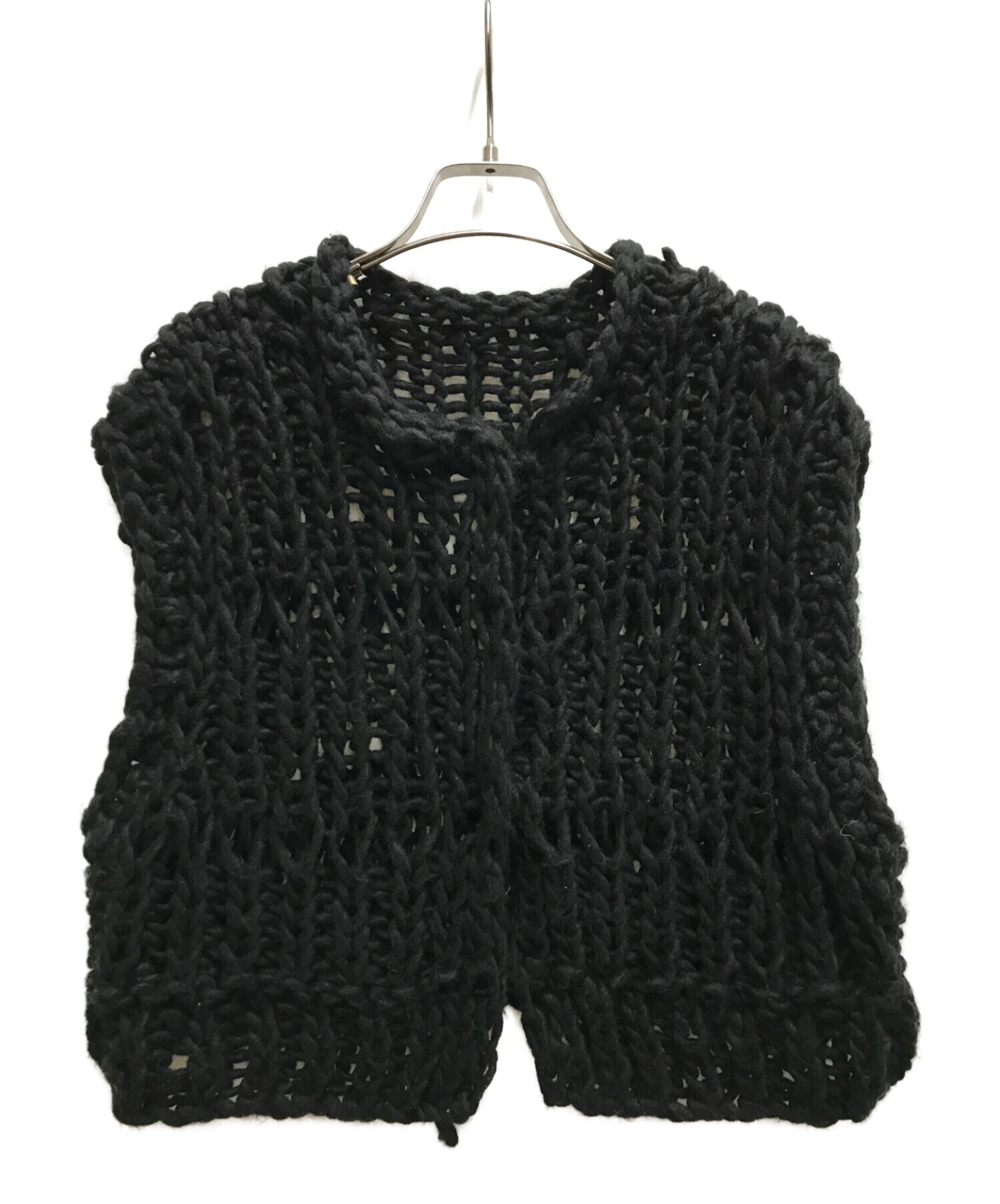 Todayful chunky hand knitvest blackレディース
