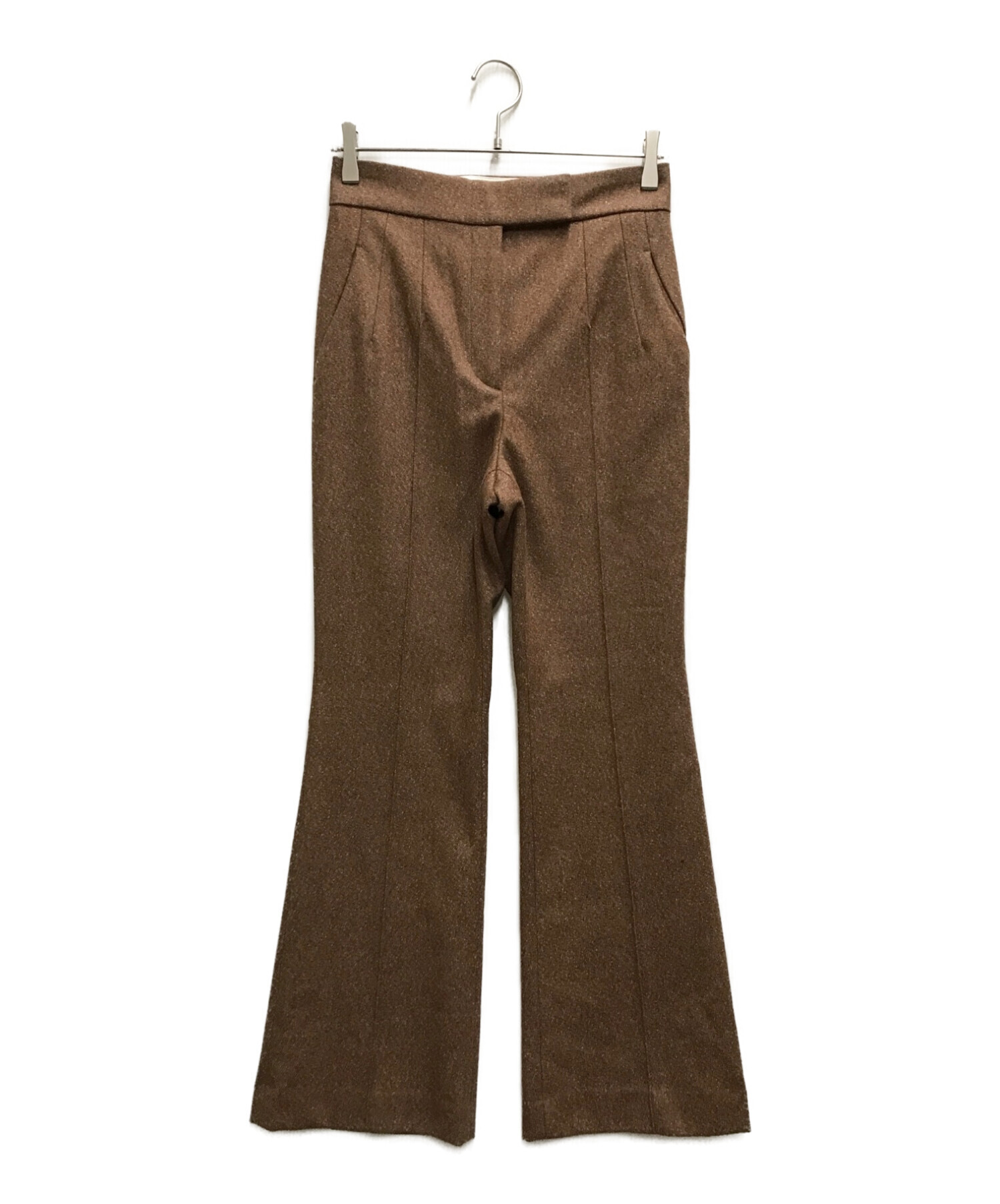 Mame Kurogouchi (マメクロゴウチ) Melange Flannel Flared Trousers ブラウン サイズ:2