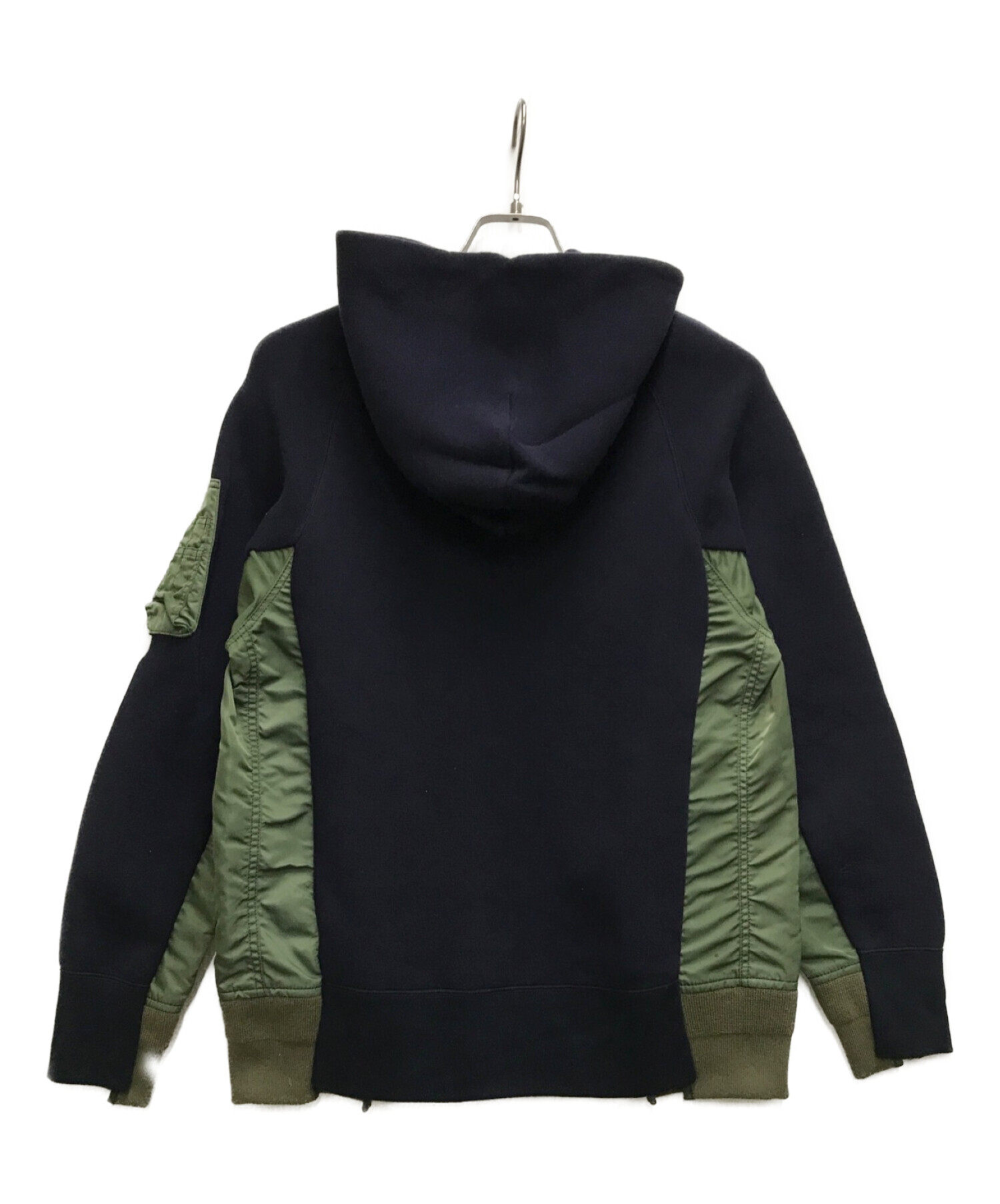 sacai (サカイ) Sponge Sweat x MA-1 Hoodie ネイビー サイズ:1