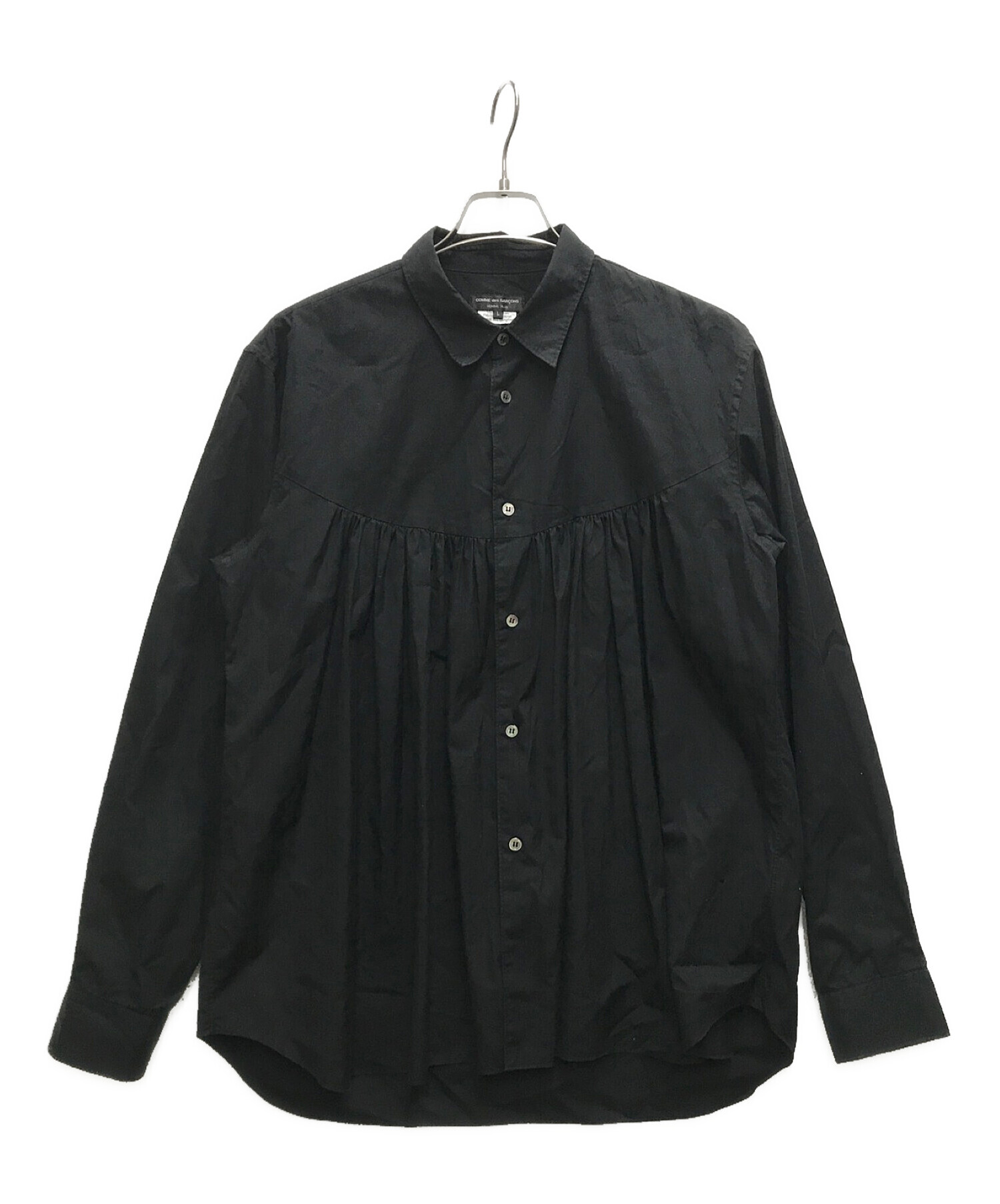 ファッションCOMME des GARCONS HOMME PLUS ギャザーシャツ　黒