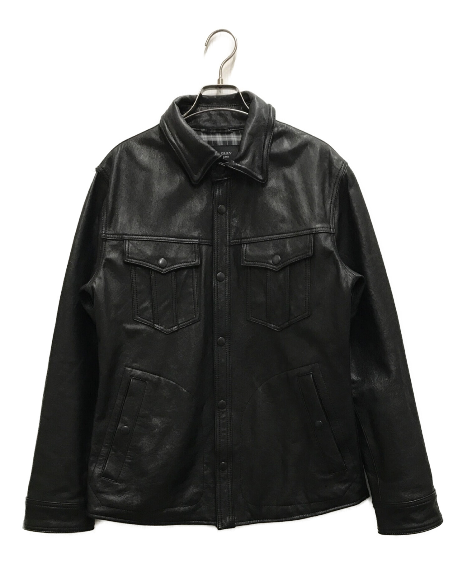 中古・古着通販】BURBERRY BLACK LABEL (バーバリーブラックレーベル) レザーシャツジャケット ブラック  サイズ:Ⅼ｜ブランド・古着通販 トレファク公式【TREFAC FASHION】スマホサイト