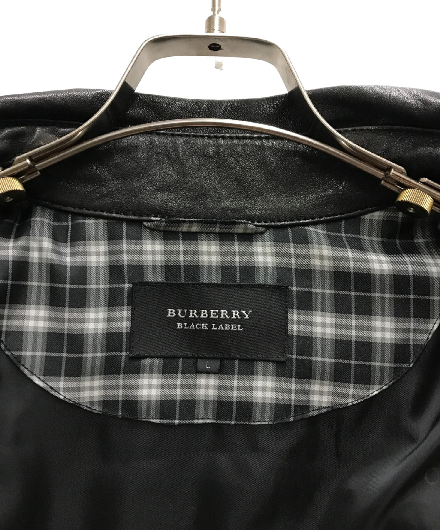 中古・古着通販】BURBERRY BLACK LABEL (バーバリーブラックレーベル) レザーシャツジャケット ブラック  サイズ:Ⅼ｜ブランド・古着通販 トレファク公式【TREFAC FASHION】スマホサイト