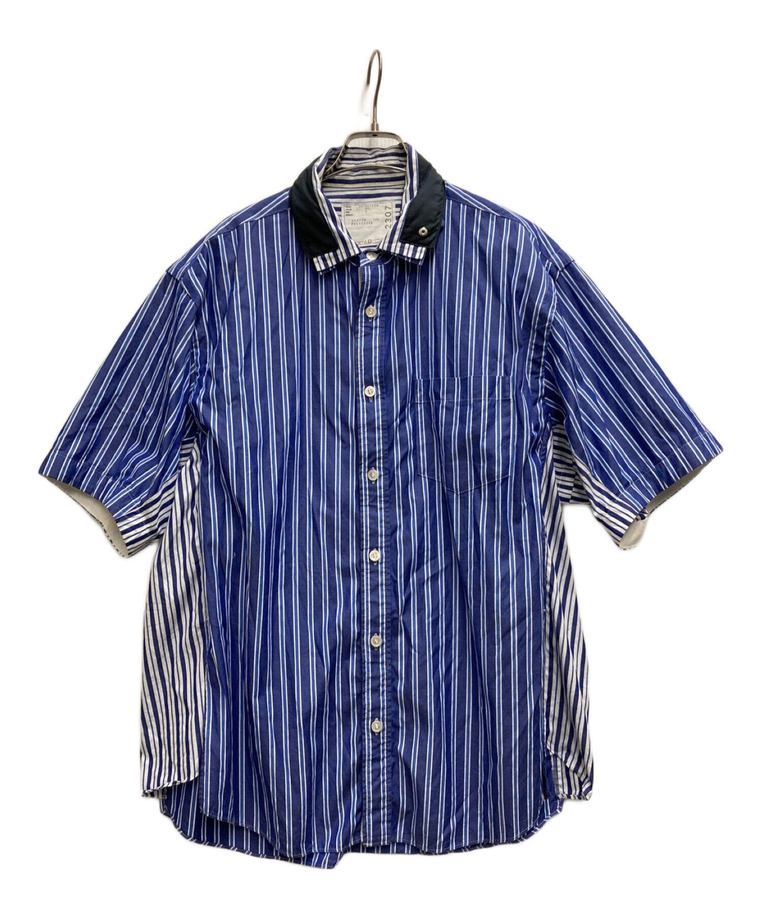 sacai (サカイ) レイヤードストライプシャツ ブルー サイズ:3
